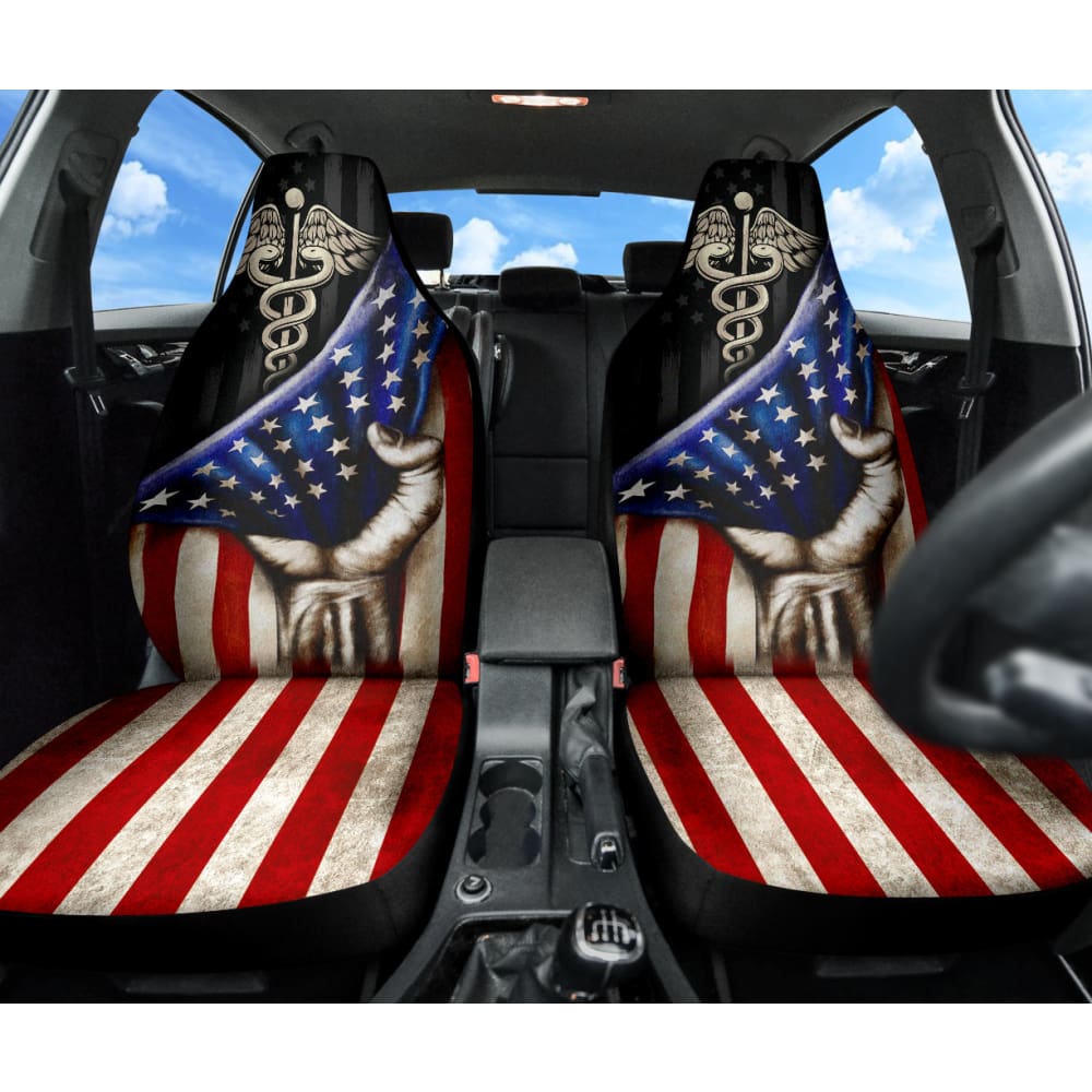 Patriotic Nurse American Flag Car Seat Covers - Premium Quality USA-Themed Auto Accessories for Nurses & Healthcare Workers - Perfect for Cars, Trucks & SUVs
