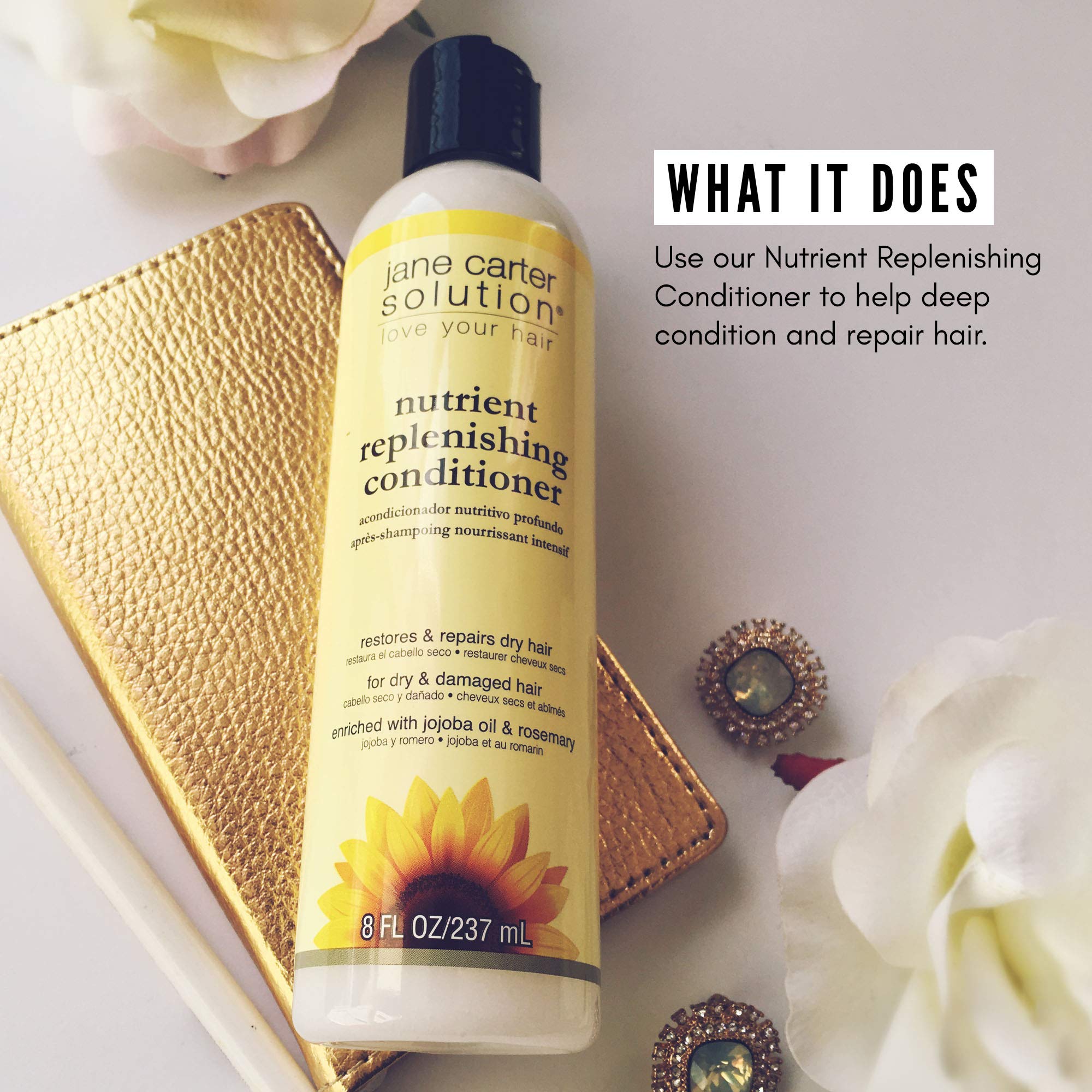 JANE CARTER SOLUTION Nutrient Replenishing Conditioner 8oz - Deep Nourishing & Repairing Hair Treatment for Dry, Damaged Hair | Restorative Leave-In Conditioner for Curly, Natural, Color-Treated Hair | Salon-Quality Hair Care at Home