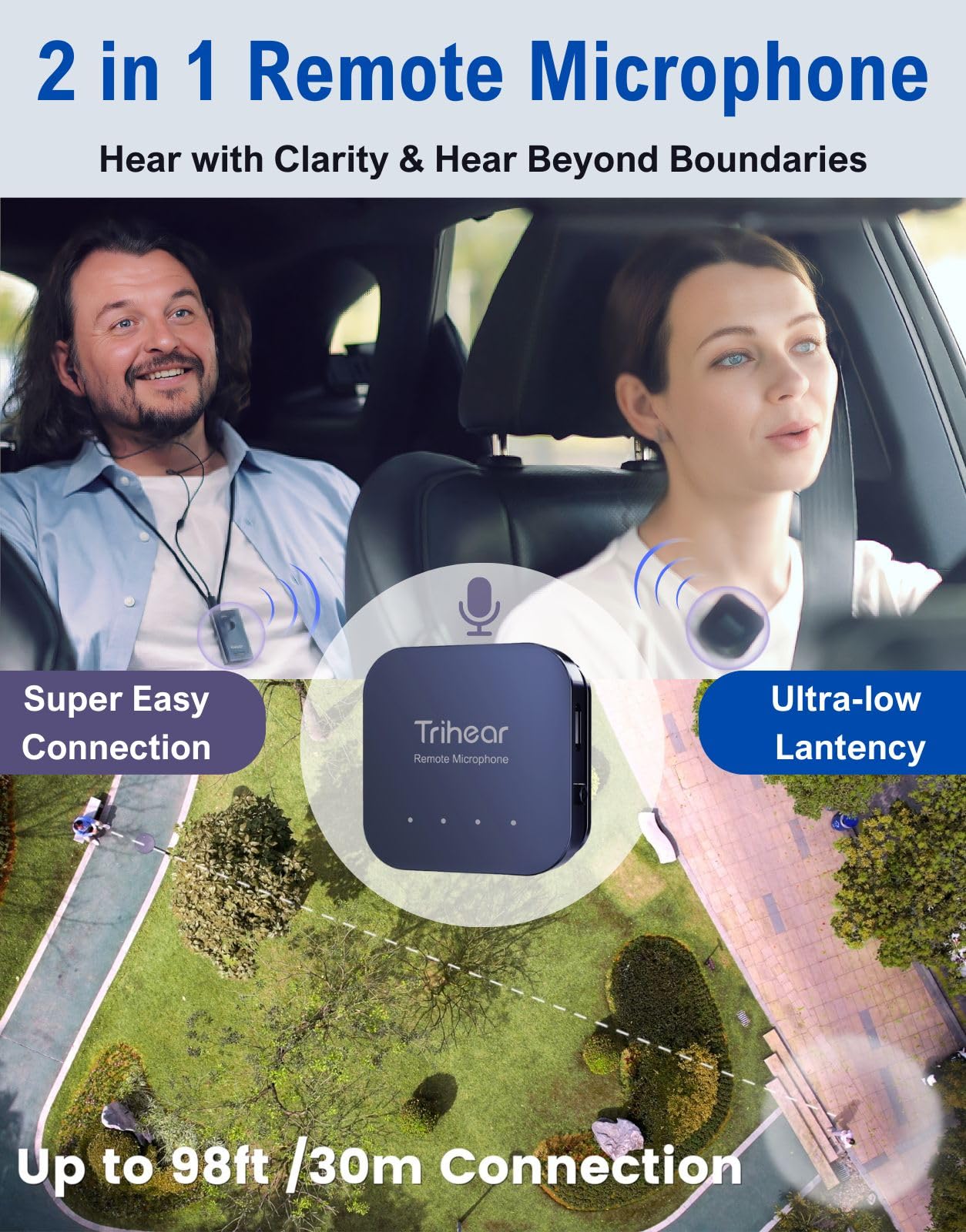 Convo Rechargeable Hearing Amplifier for Seniors - Noise Cancelling Personal Sound Amplifier with Remote Microphone | Hearing Aid Device for TV Watching, Conversations & Outdoor Activities