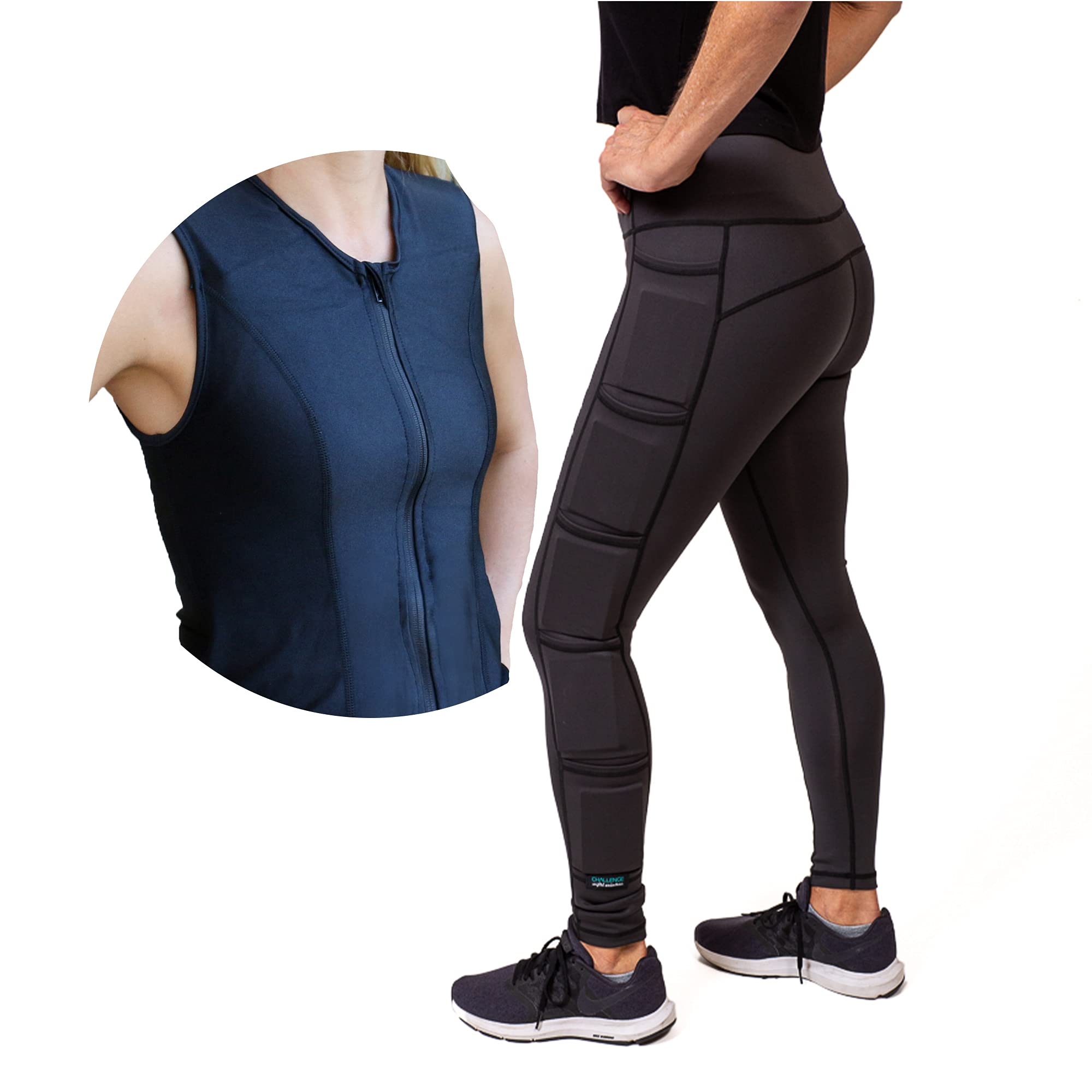 Challenge Weighted Workoutwear Bundle for Women - Medium Weighted Vest & High-Waisted Leggings with 3lbs Removable Weights - Strength Training, HIIT & Home Fitness Gear