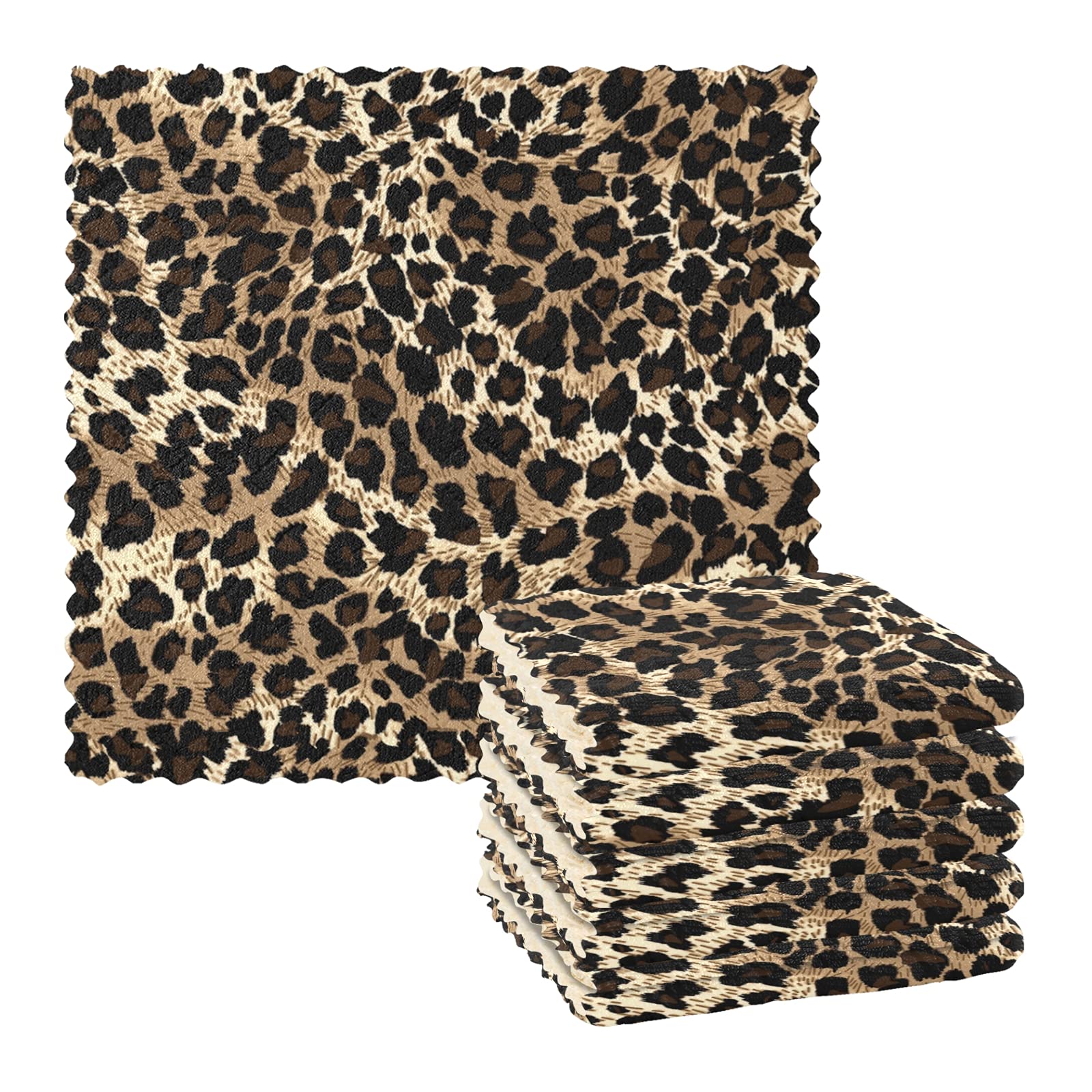 ALAZA Leopard Print Kitchen Towels - Super Soft & Absorbent, Set of 6 for Dish Drying & Cleaning