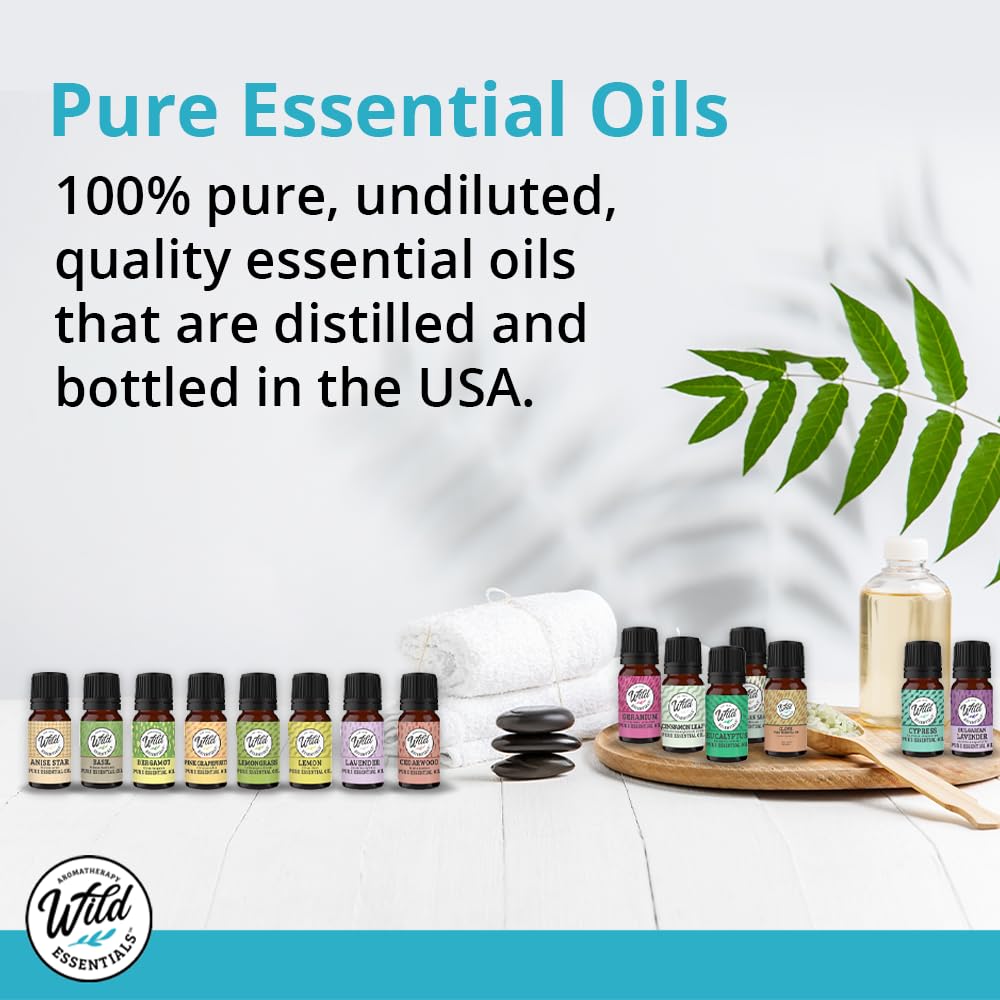 Wild Essentials 100% Pure Lemon Essential Oil 2-Pack (10ml Each) - Therapeutic Grade, Energizing & Uplifting Aromatherapy Oil for Diffusers, Massage & DIY Cleaning Products