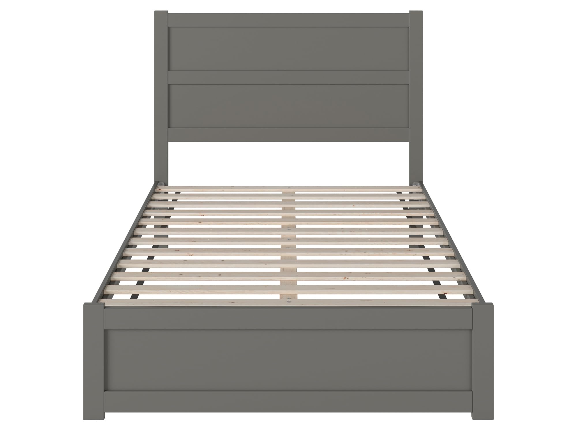 AFI NoHo Full Size Platform Bed with Footboard & USB Charging Station - Modern Grey Wooden Bed Frame for Small Spaces & Apartments - Perfect for Bedrooms, Guest Rooms & Studio Apartments