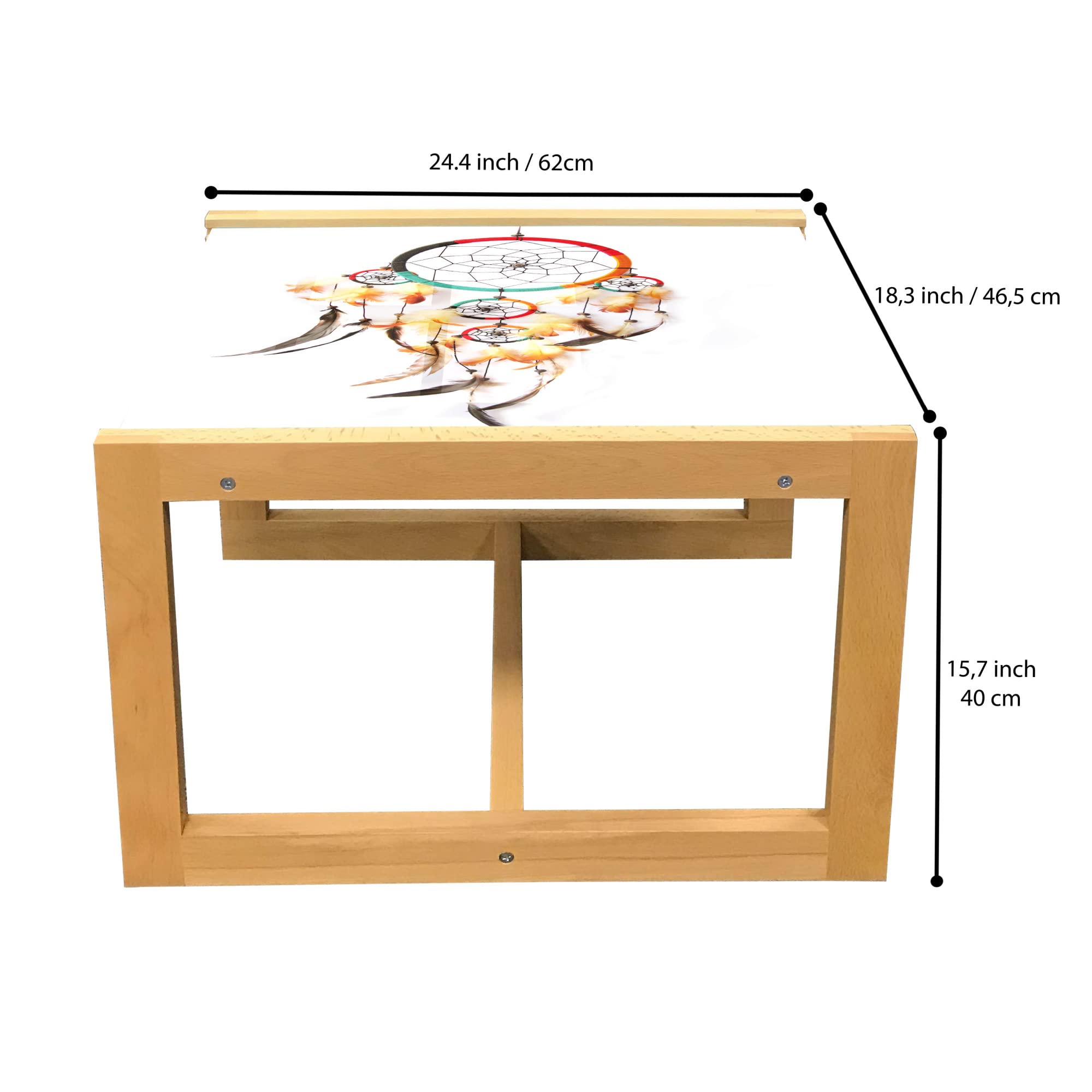 Ambesonne Bohemian Coffee Table - Tribal Dreamcatcher Design, Wooden Frame for Office & Dorm Decor