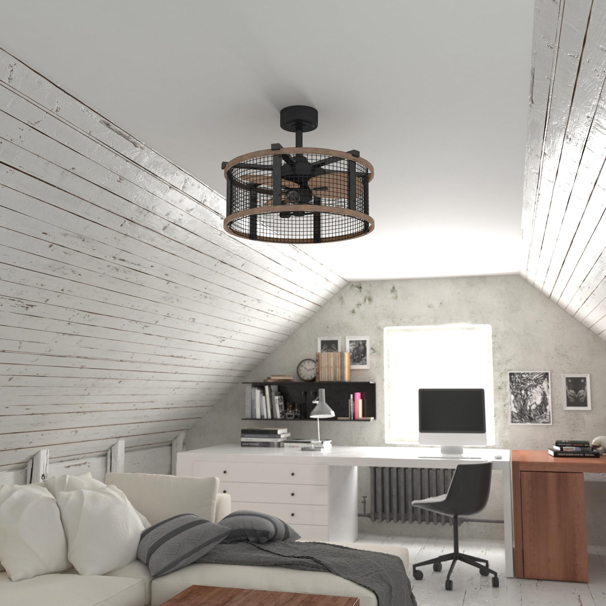 VAXCEL Humboldt 21 Inch Industrial Farmhouse Ceiling Fan with LED Light - Remote Control, Bronze Finish, Steel Construction - Indoor/Outdoor Use - Perfect for Patio, Barn, Workshop & Living Room - Bulbs Included