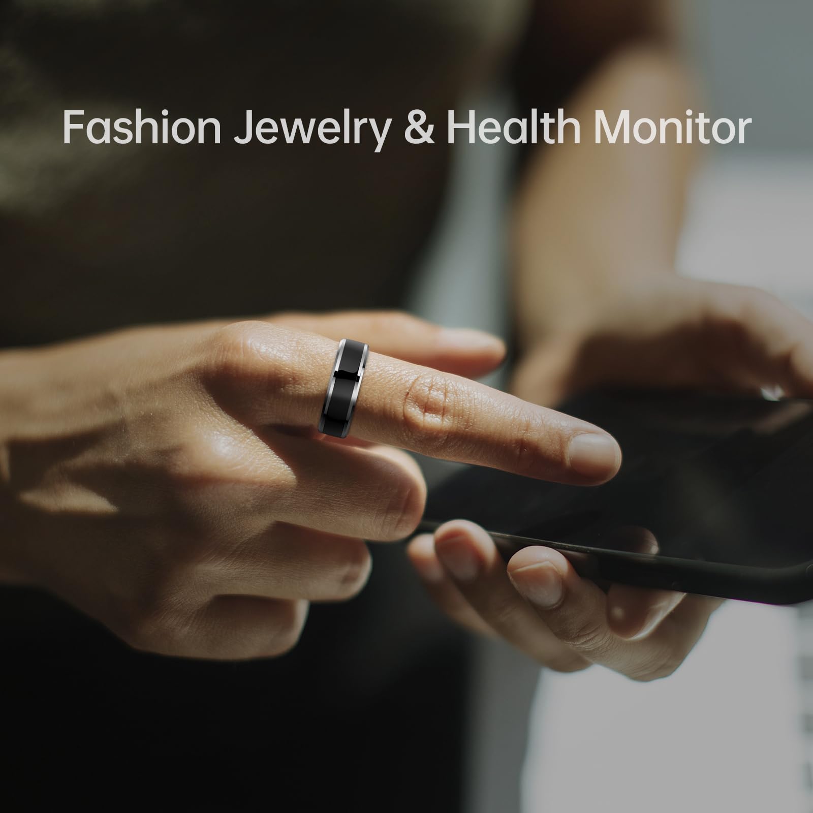 Smart Ring for Men & Women - Wearable Health & Fitness Tracker with Heart Rate, Blood Oxygen & Sleep Monitor | Wireless Charging Case Included | Perfect for Workouts, Daily Activity Tracking & Sleep Analysis (Black, Size 7)