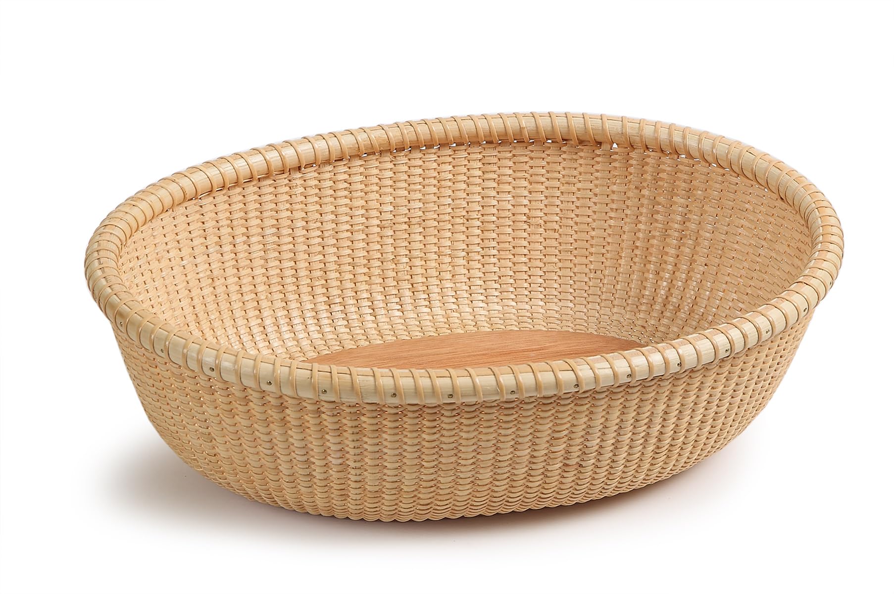 Nantucket-Style Cane Weave Fruit Basket - Natural Bread Tray for Kitchen Counter, Cake Display & Table Organizer | Perfect for Farmhouse Decor, Picnics & Rustic Weddings
