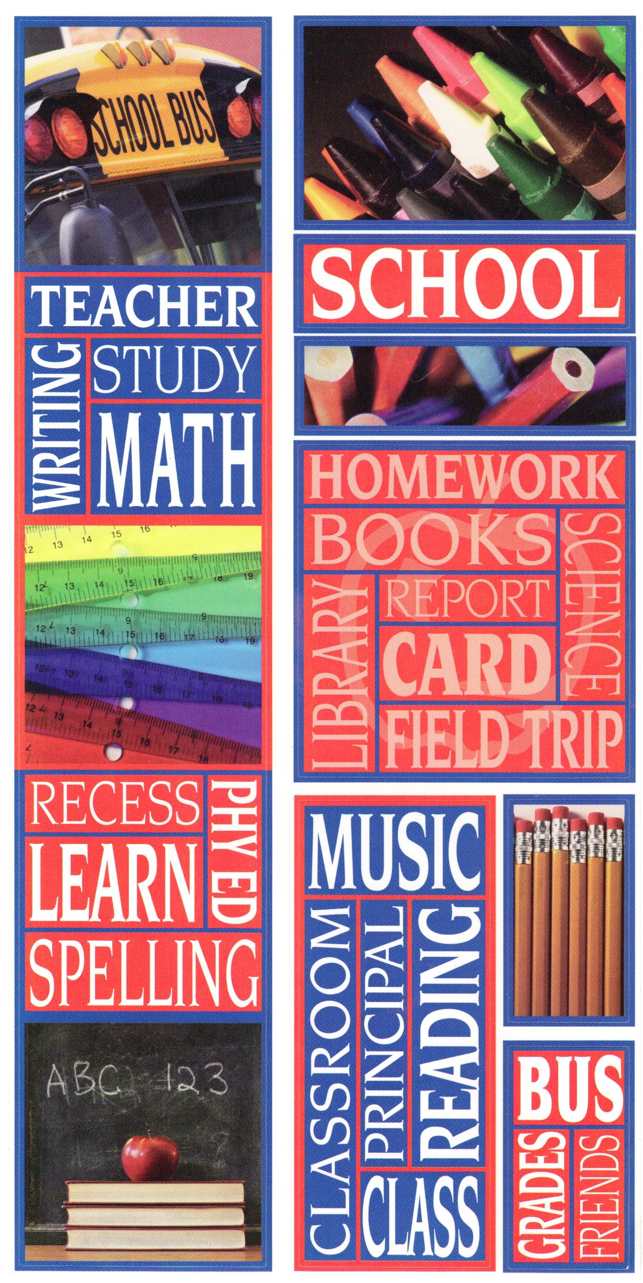 School Photo Banner Cardstock Scrapbook Stickers (09224) - Perfect for Yearbooks, Memory Albums & Classroom Decorations