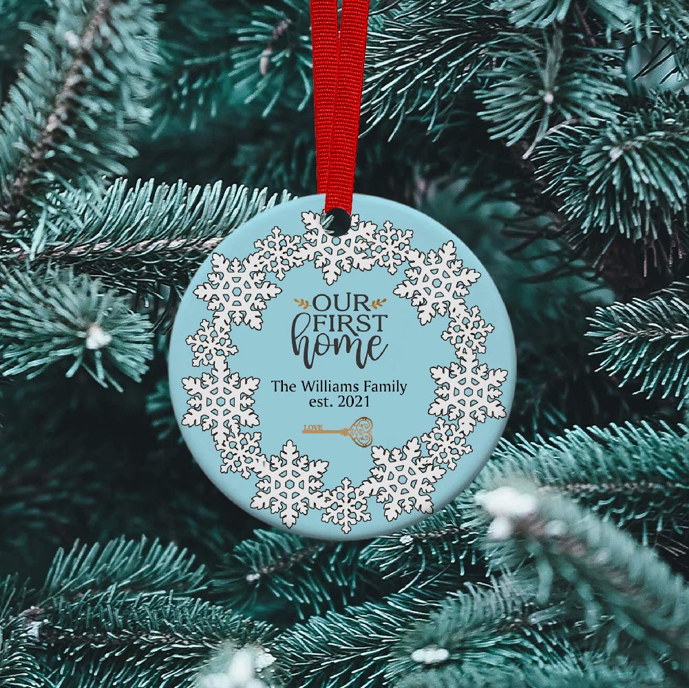 Our First Home Personalized Christmas Ornament - Custom Engraved Keepsake for New Homeowners - Perfect for Housewarming Gifts & Holiday Decorations