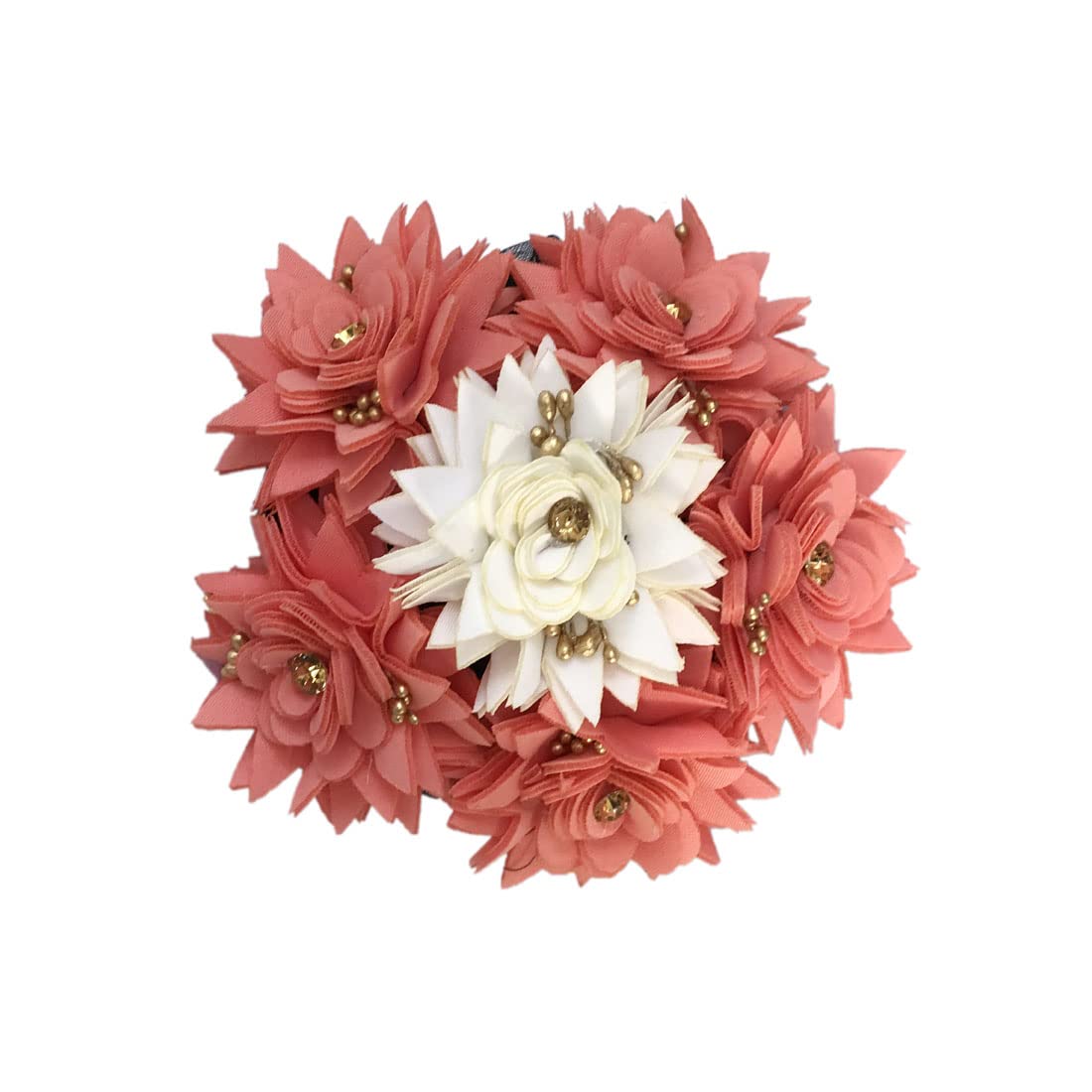 Arooman™ Bridal Flower Gajra Bun Hair Accessory for Women - Elegant Wedding Hair Jewelry (Pack of 1) - Perfect for Indian Weddings, Bridal Parties & Cultural Events