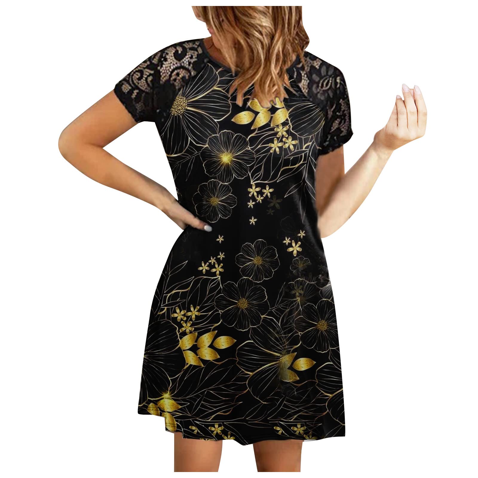 YDKZYMD Women's Summer Casual Short Sleeve Maxi Dress with Empire Waist - Plus Size Flowy Beach Dress for Vacation, Outdoor Parties & Summer Outfits