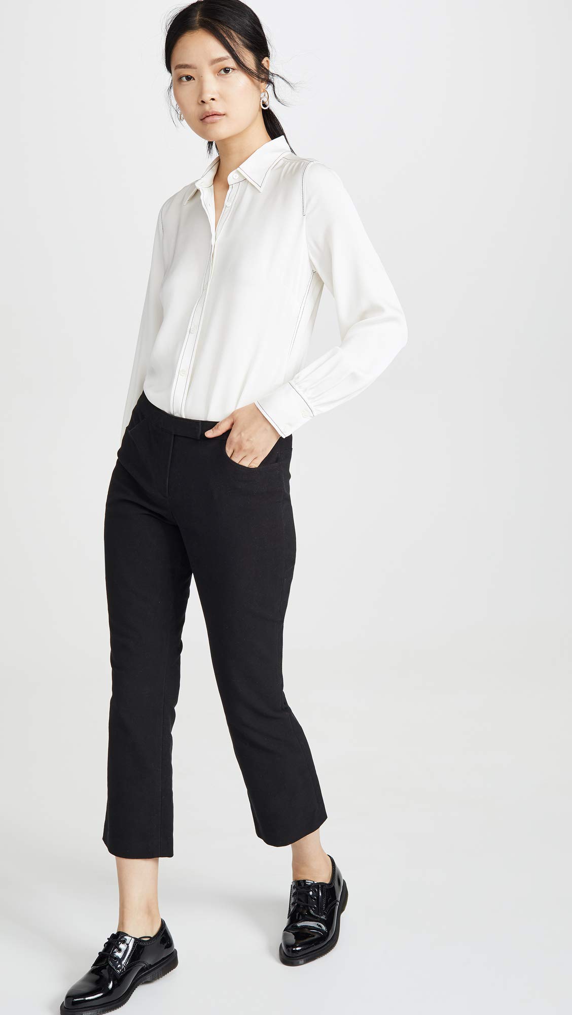Theory Women's Slim Fit Crop Pants - Black Size 8 | High Waisted Office Trousers for Work & Business Casual Outfits