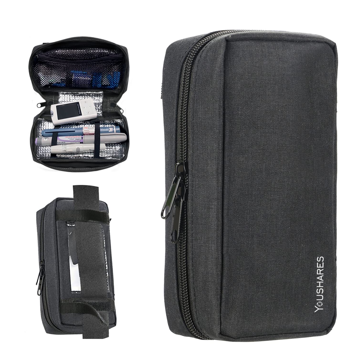 YOUSHARES Portable Insulin Travel Case - Diabetic Medication Organizer & Medical Supply Bag (Black) - Perfect for Travel, Work, and Daily Diabetes Management