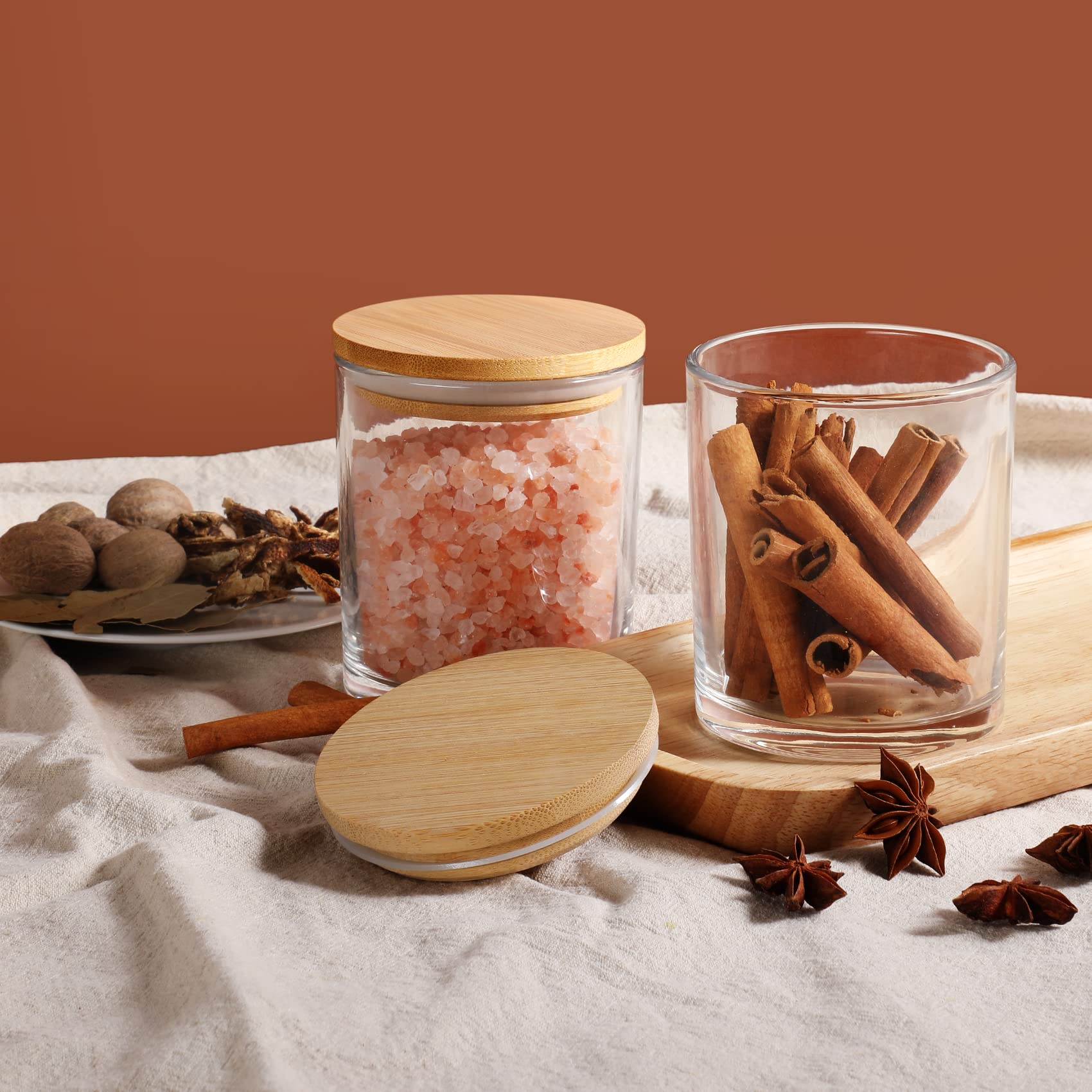 VITEVER 16 Pack 10oz Thick Glass Candle Jars with Bamboo Lids & Wick Kit - Bulk Empty Clear Containers for DIY Candle Making, Spices, Bath Salts - Perfect for Home Decor, Wedding Favors, Gifts & Aromatherapy