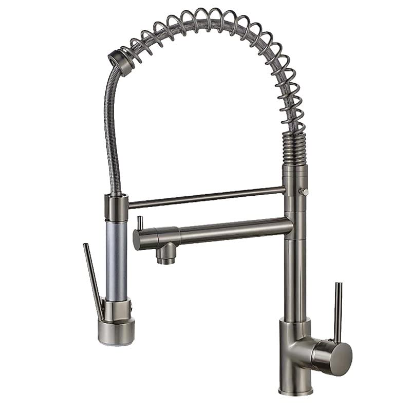 Brushed Nickel Single Handle Copper Kitchen Faucet - Modern Farmhouse Sink Faucet for Rustic & Vintage Style Kitchens | Perfect for Home Renovation & DIY Projects