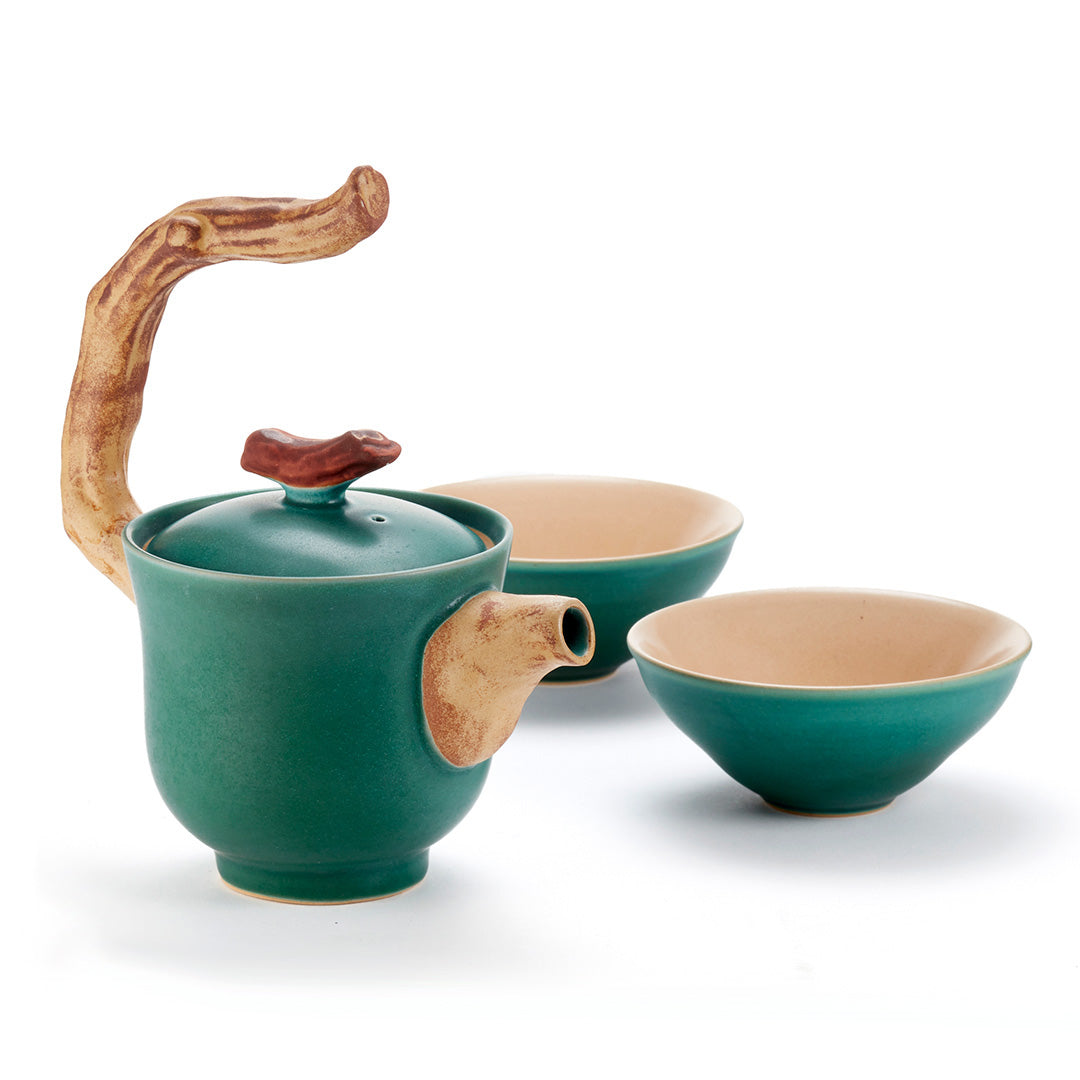 Premium Twig 3-Piece Ceramic Tea Set - Elegant Floral Design for Afternoon Tea, Gifts & Home Decor | Perfect for English Tea Parties, Bridal Showers & Cozy Gatherings