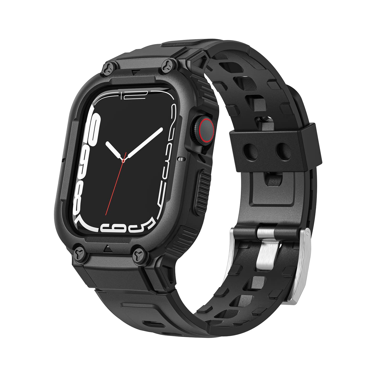 Rugged Shockproof Apple Watch Band 45mm 44mm 42mm with Protective Case - Compatible with iWatch SE2/SE/Series 8/7/6/5/4/3/2/1 - Durable Sport Strap for Men & Women - Perfect for Outdoor Activities, Workouts & Daily Use