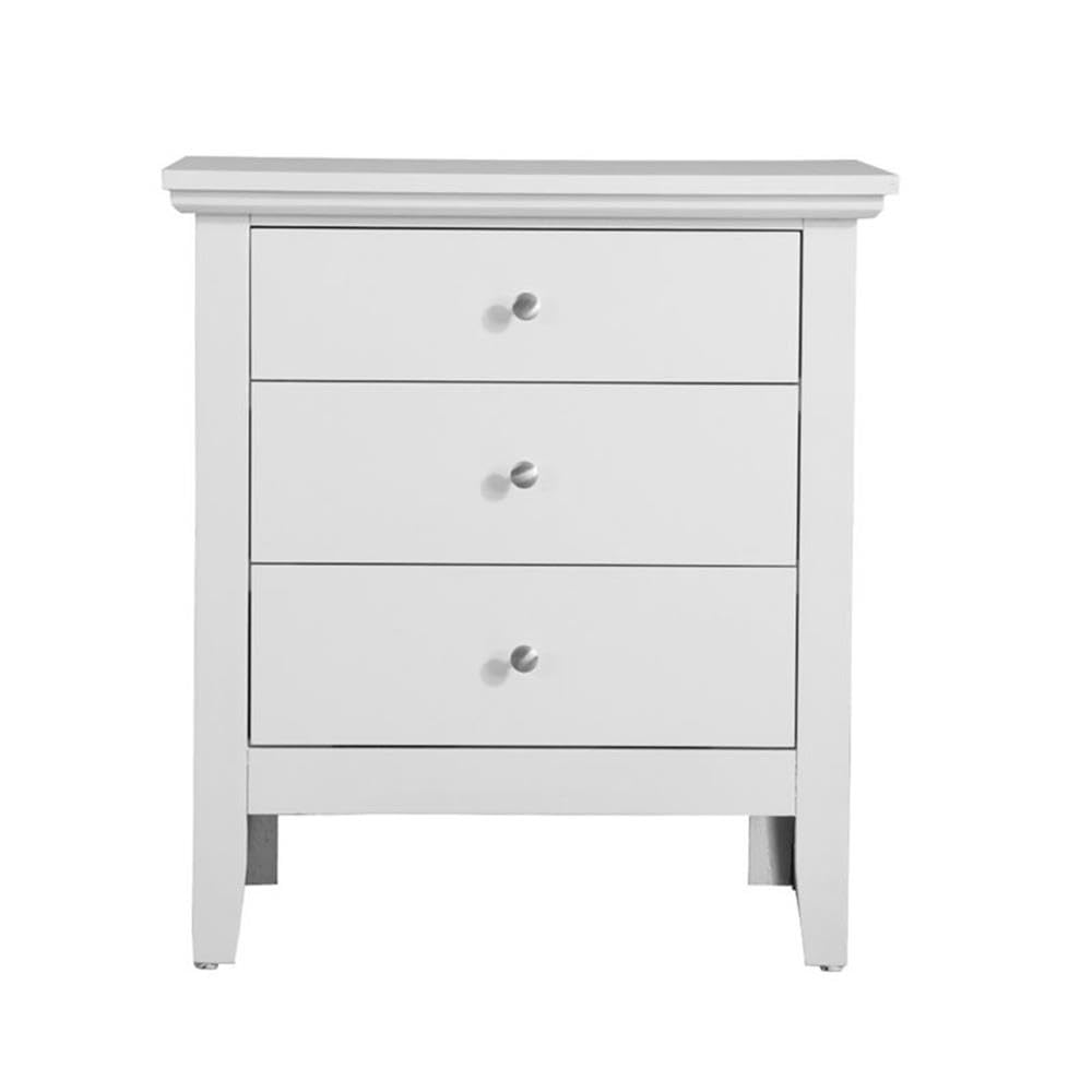 Glory Furniture Hammond 3-Drawer White Nightstand - Bedroom Side Table with Storage for Bedside Essentials