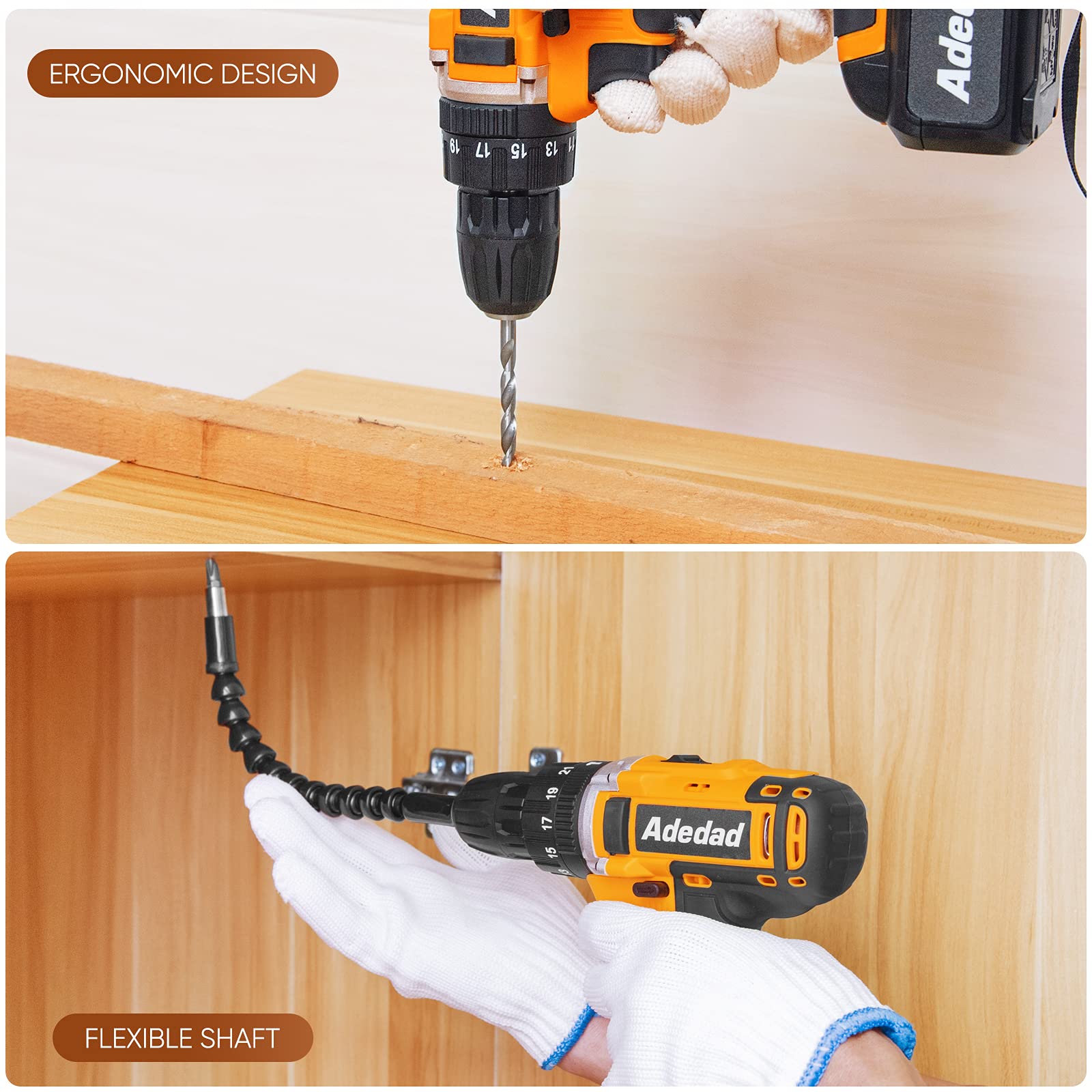 20V Cordless Drill Set with 2 Batteries & Charger - 300 in-lbs Torque, 3/8