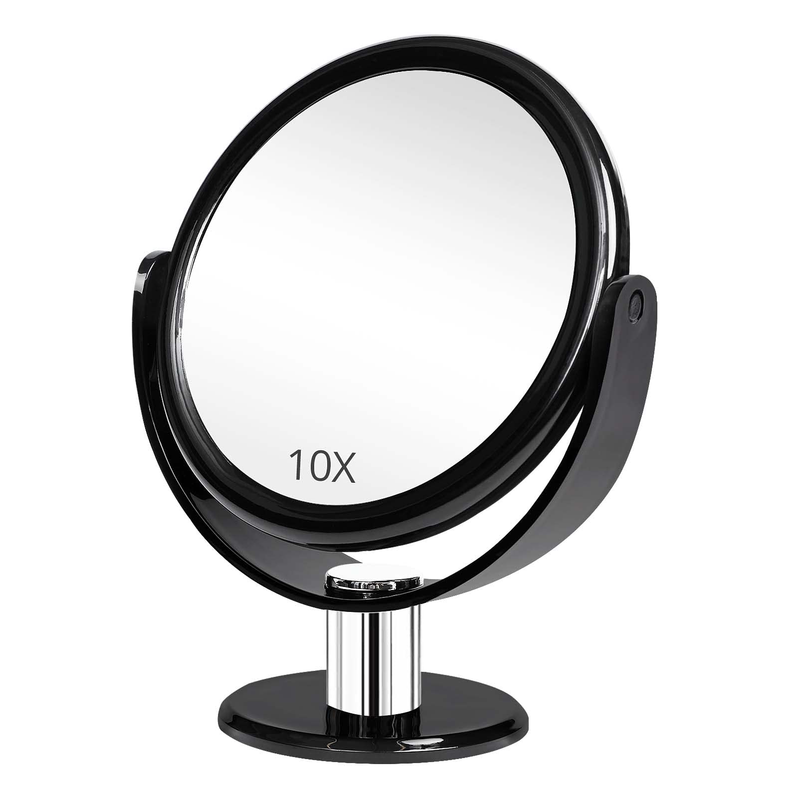 Fabuday 7 Inch Double Sided Magnifying Makeup Mirror - 1x & 10x Magnification, Adjustable Tabletop Vanity Mirror with Stand for Precise Makeup Application, Eyebrow Tweezing & Skincare - Black