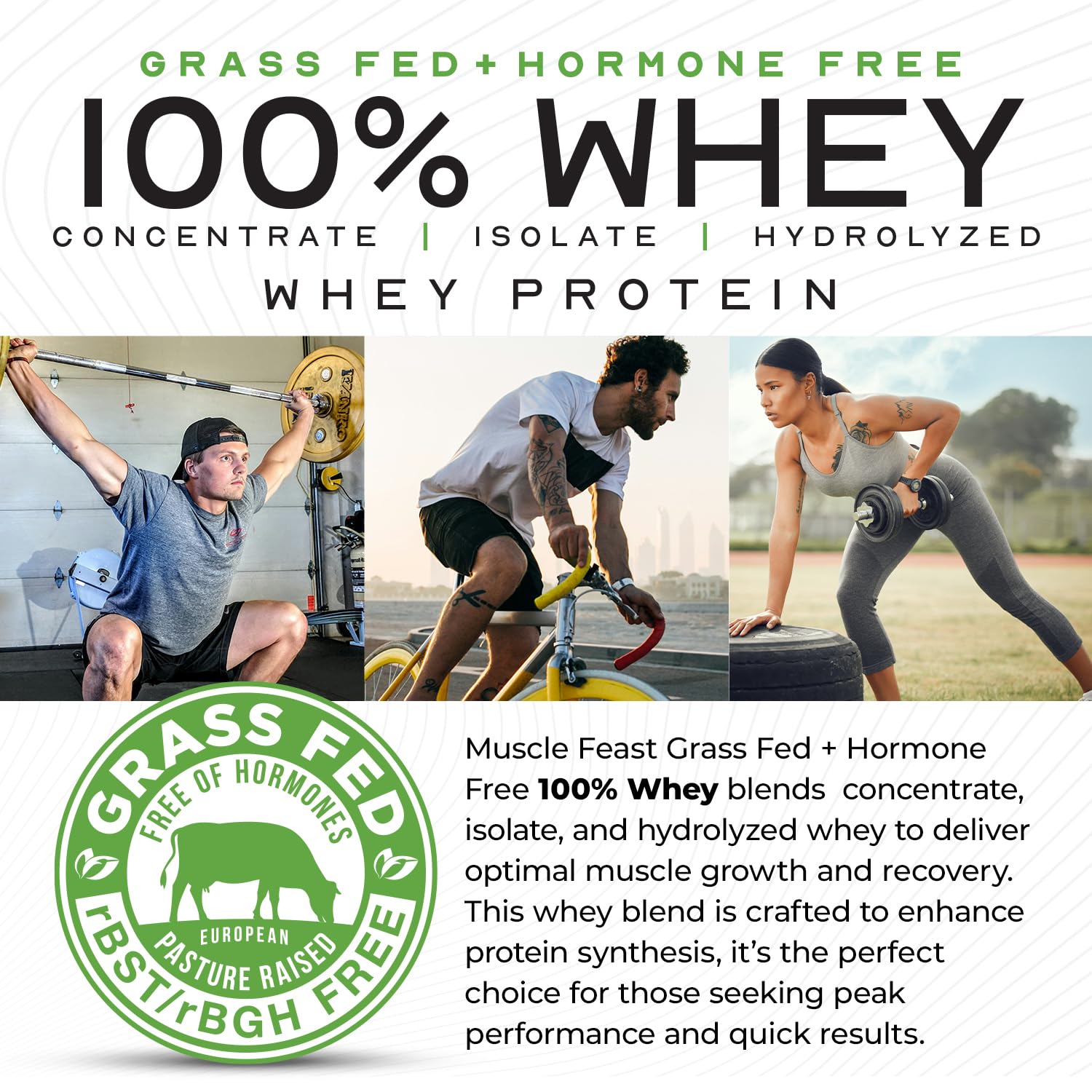 Muscle Feast 100% Grass-Fed Whey Protein Powder - 5lb Unflavored, Hormone & Antibiotic Free, Pasture Raised | Ideal for Post-Workout Recovery, Smoothies & Baking