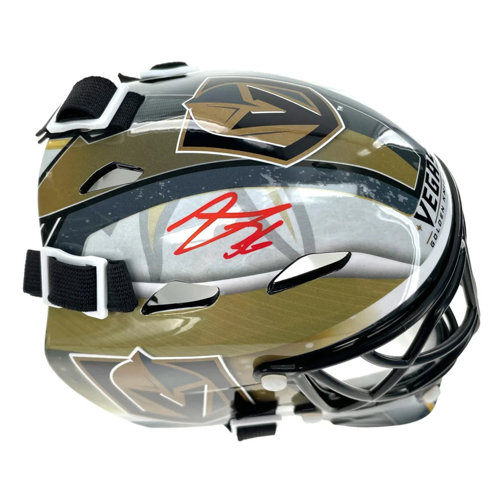 Logan Thompson Autographed Vegas Golden Knights Mini Goalie Mask - Signed Hockey Helmet with COA & IGM - Perfect for NHL Fans, Sports Memorabilia Collectors & Hockey Decor