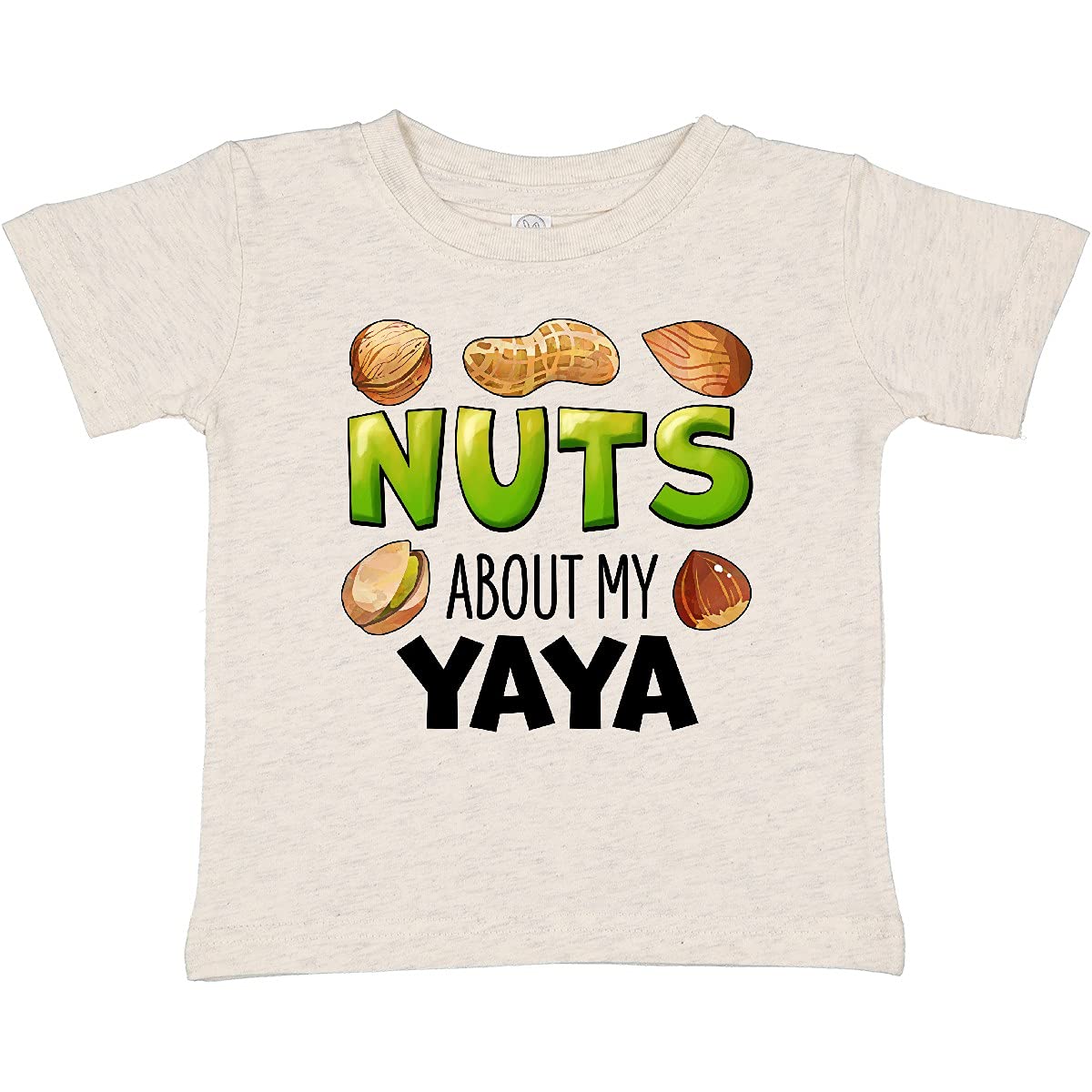 Inktastic Nuts About My Yaya Peanut Almond Pistachio Baby T-Shirt - Cute Graphic Tee for Toddlers & Infants - Perfect for Family Photos, Playdates & Grandparents Day