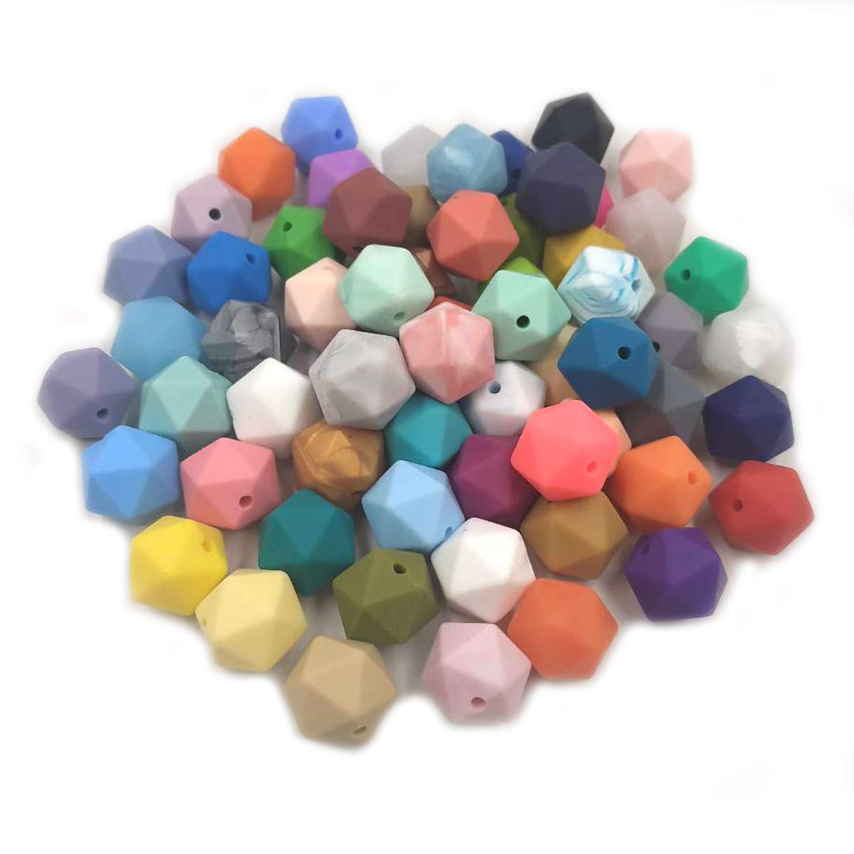 30pcs 17mm Silicone Polygon Beads for DIY Jewelry & Keychains - Craft Supplies for Women