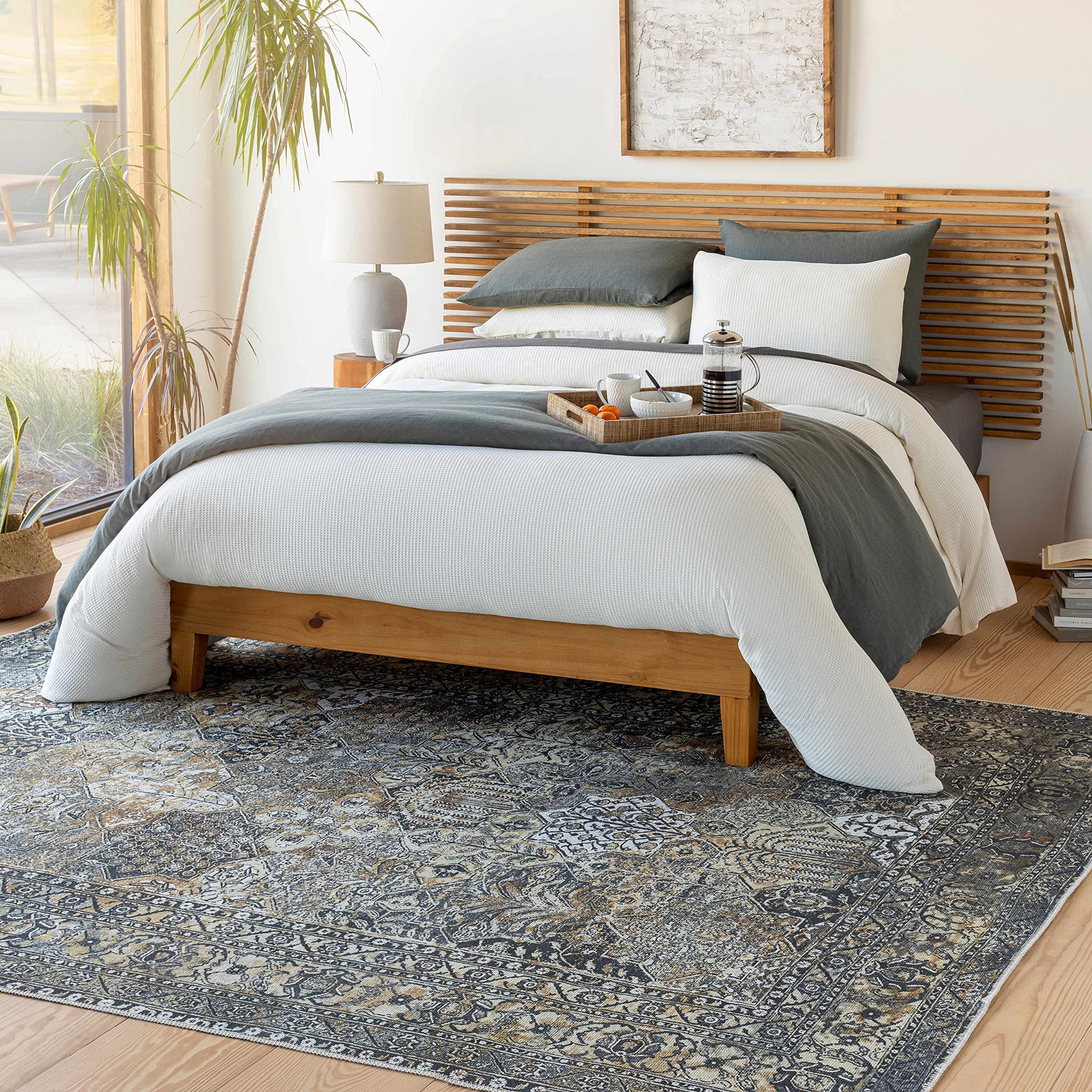 Hauteloom Dagatan Machine Washable Area Rug for Living Room & Bedroom - Soft & Durable - Black, Brown, Gray - 7'10
