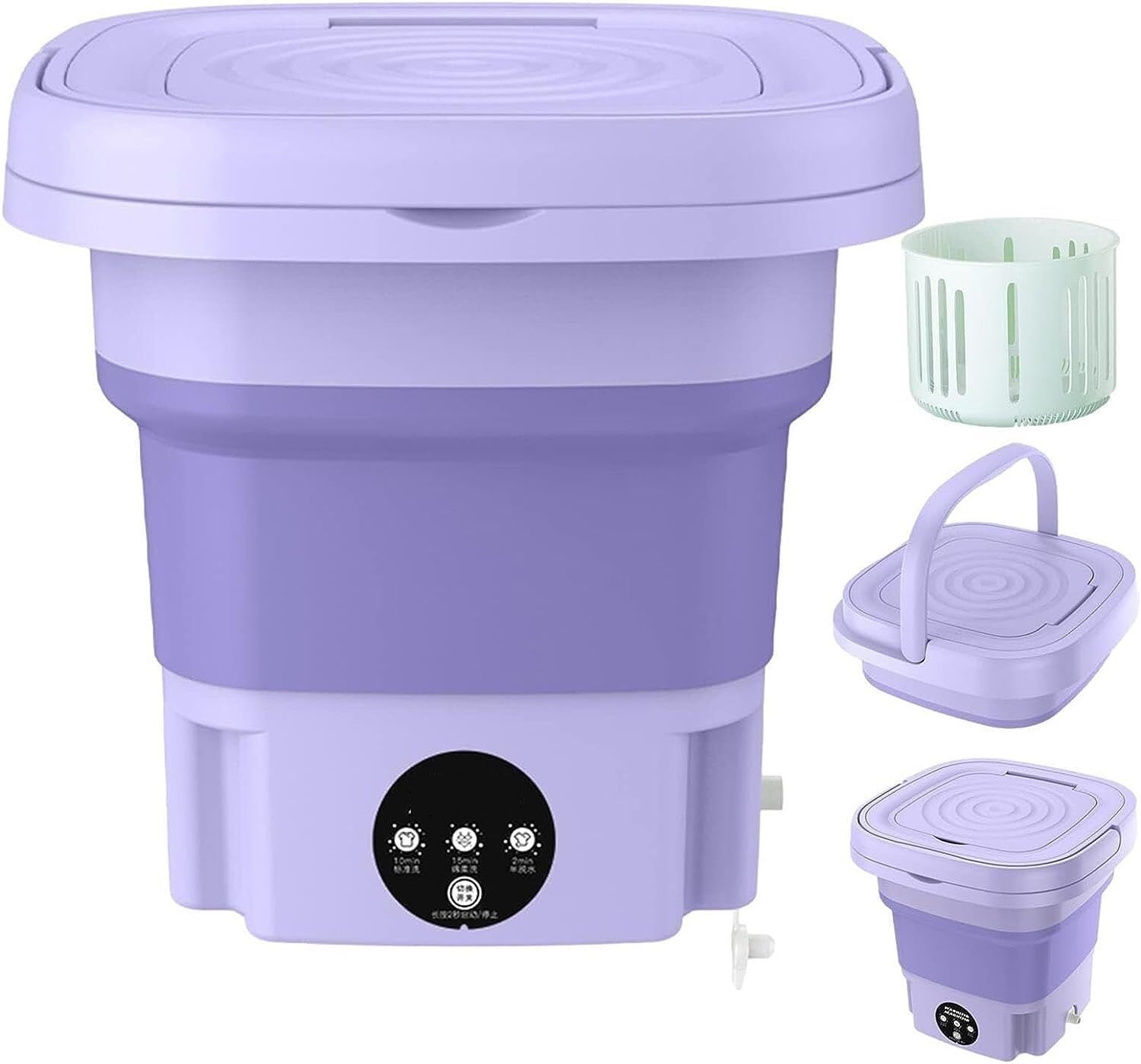 Portable Mini Washing Machine 8L with Spin Dryer - Foldable Compact Washer for Camping, RV, Travel - Perfect for Socks, Underwear, Towels - Lightweight Purple Laundry Solution (ZD-916) | Ideal for Small Apartments, Dorms & Outdoor Adventures