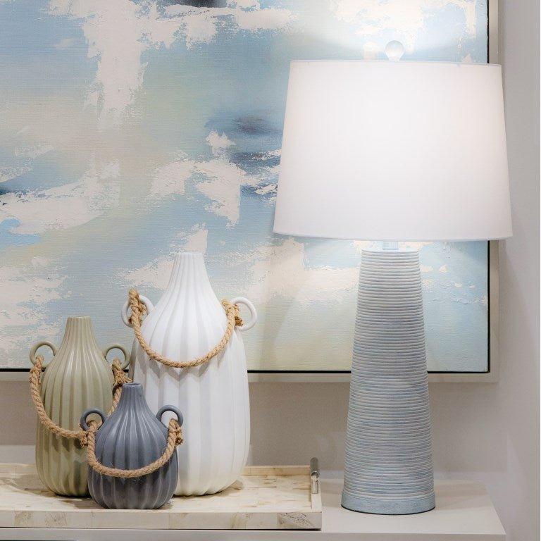 Set of 2 Light Blue Painted Tapered Table Lamps - 31