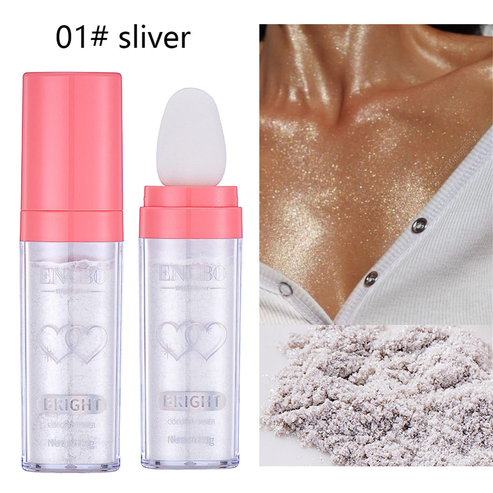 BeauFairy Highlighter Powder Stick - 5 Color Shimmer Glitter Powder for Face, Eyes, Lips & Body | Vegan & Cruelty-Free Makeup | Perfect for Parties, Photos & Night Out Glow