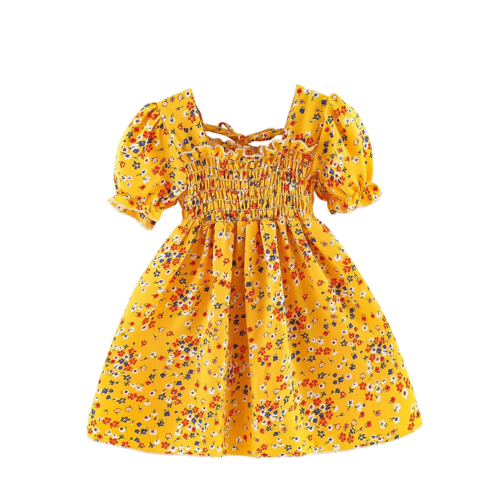 GBayXJ Girls' Floral Printed Short Sleeve Princess Dress - Casual Summer Beach Dress for Toddler & Kids | Perfect for Birthday Parties, Outdoor Play & Vacation Outfits