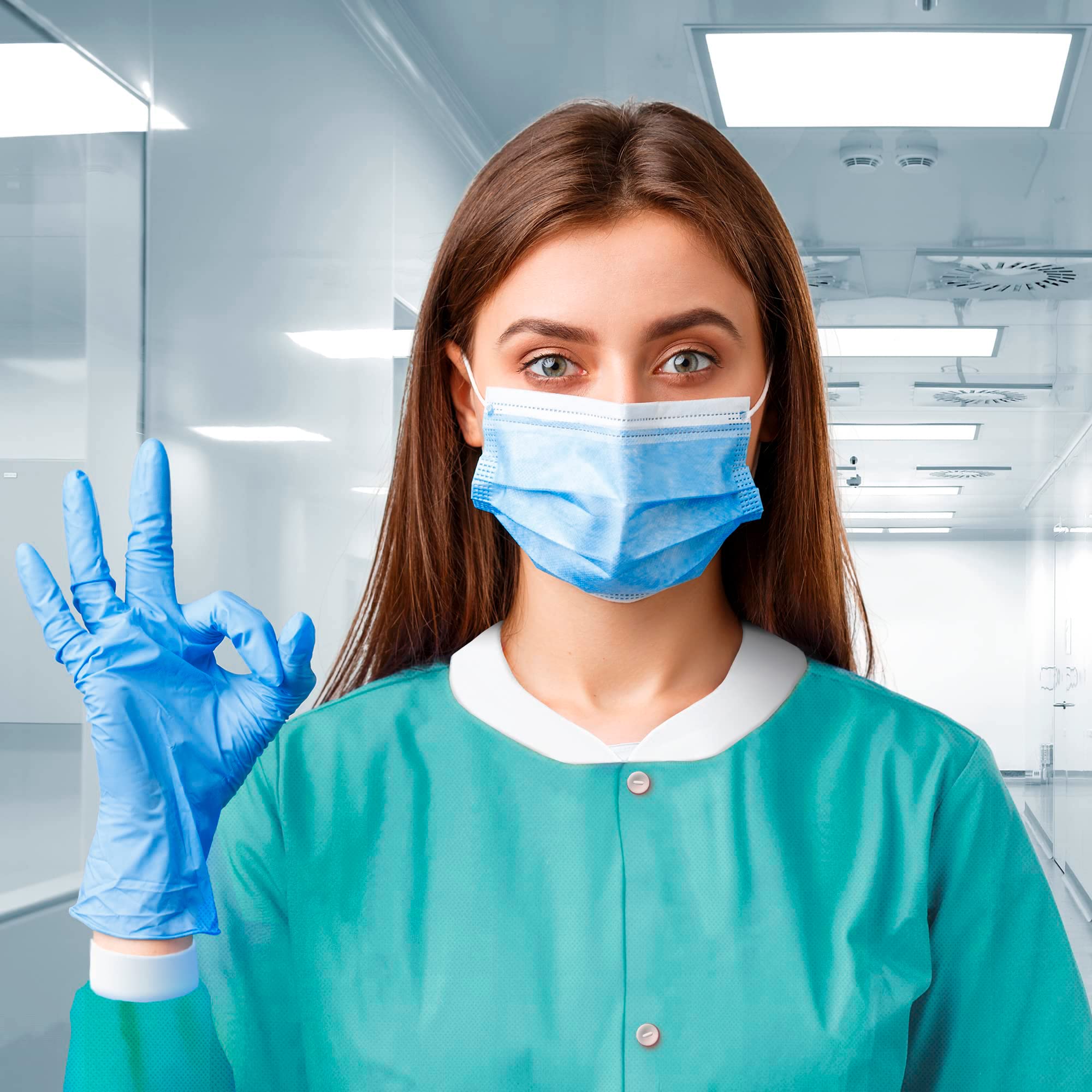 AMZ Medical Supply Teal Disposable Lab Coats with Pockets - Small (Pack of 50) | 45 GSM SMS Dental Jackets | Hip-Length Snap Front Design with Knit Cuffs & Collar | 3 Functional Pockets | Ideal for Dental Clinics, Laboratories & Healthcare Settings