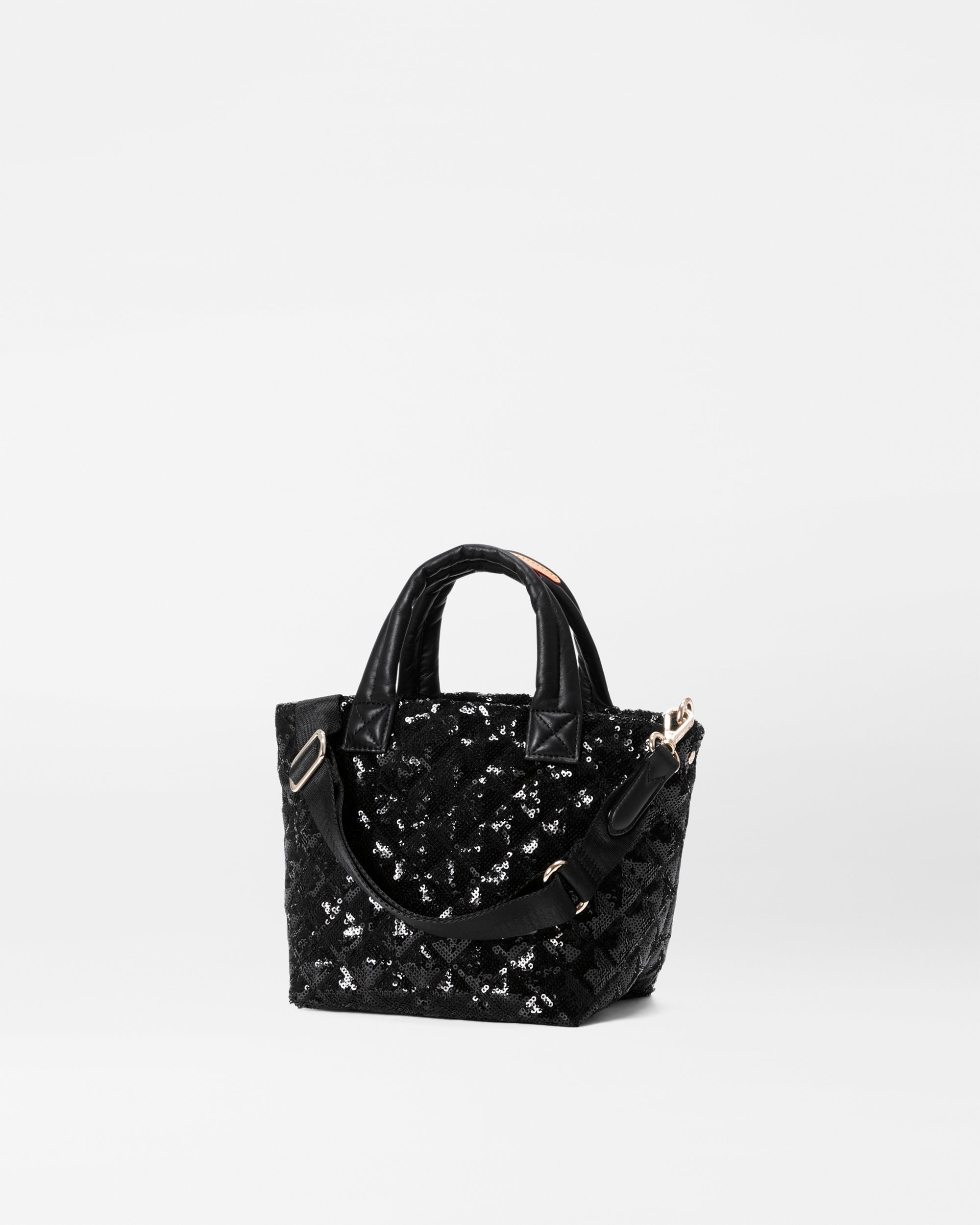 Black Sequin Micro Metro Tote Deluxe - Stylish Glitter Evening Bag for Women, Perfect for Parties, Weddings & Special Occasions