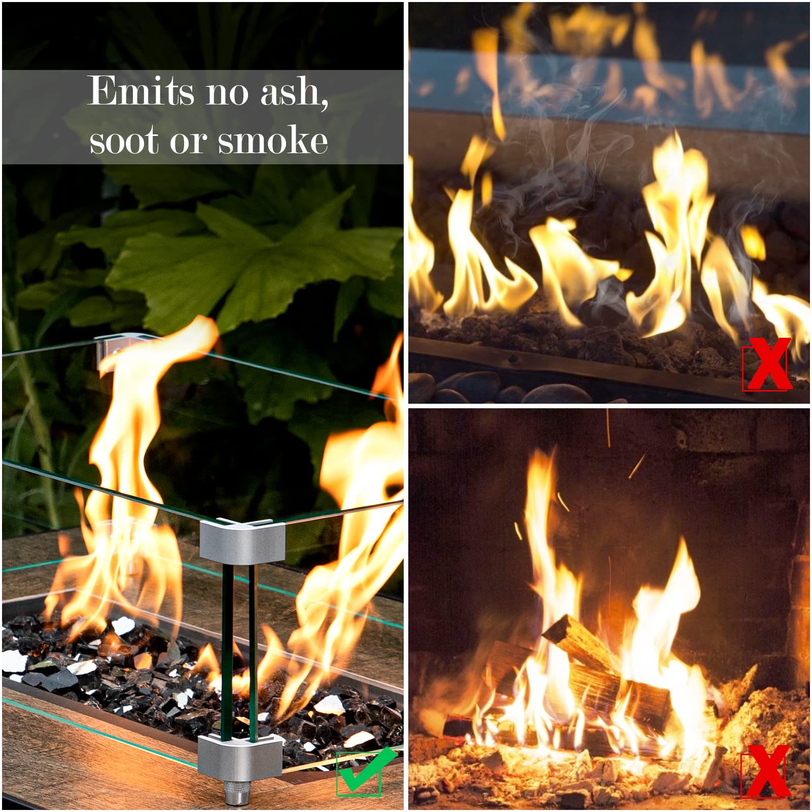 GASPRO 35 lbs Black Fire Glass Rocks for Propane Fire Pit - 1/2 Inch Reflective Fireplace Glass for Outdoor Fire Pit Table - Perfect for Patio, Backyard, and Garden Decor