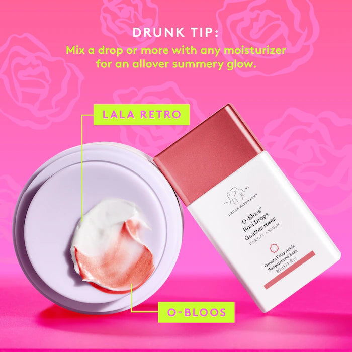 Drunk Elephant Rosi Glow Drops Vitamin F Liquid Blush - Hydrating Cheek Tint for Natural Flush | Perfect for Daily Makeup & No-Makeup Looks