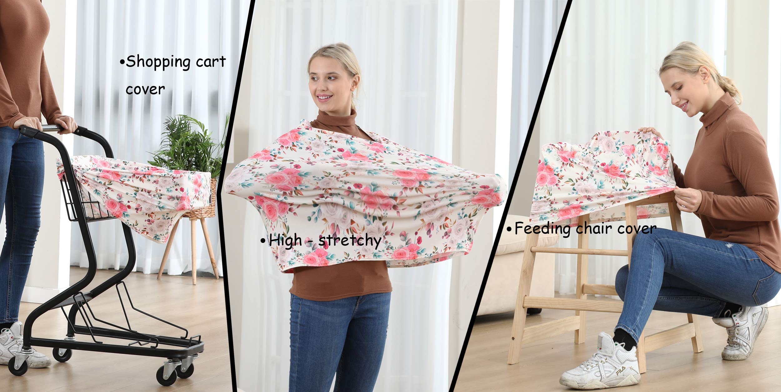 Baby Girl Car Seat Covers & Stroller Canopy - Soft Breastfeeding Cover for Infants, Universal Fit for Car Seats & Strollers (Cream Rose) | Perfect for Nursing, Travel & Outdoor Protection