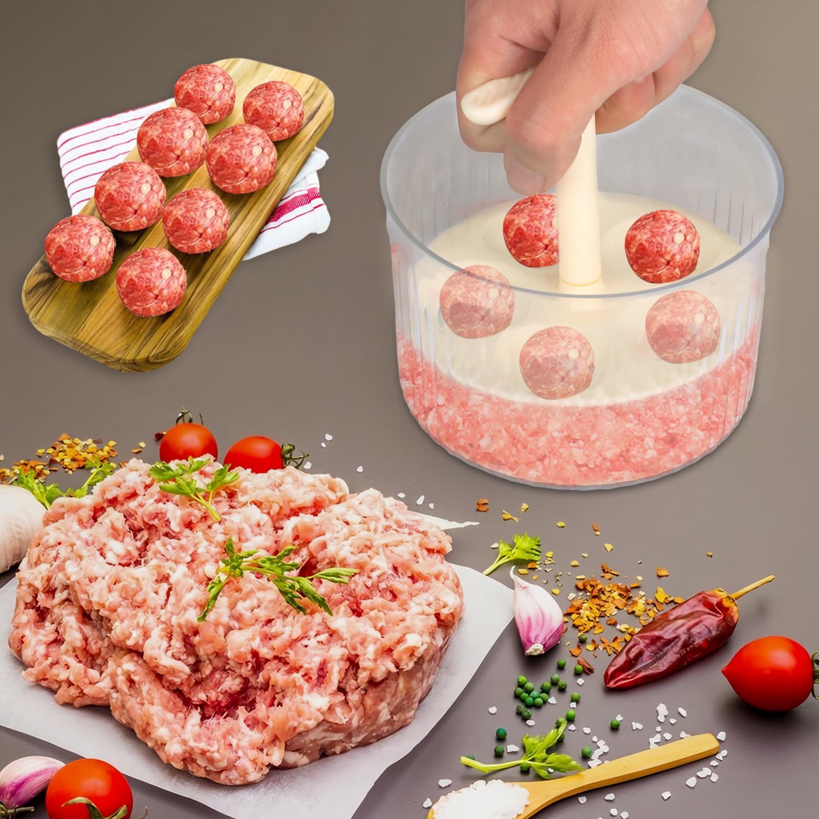 5-in-1 Meatball Maker Tool - Transparent Kitchen Gadget for Perfect Meatballs, Shrimp Balls & Veggie Balls | Durable Cooking Utensil for Home Chefs | Ideal for Meal Prep, Party Snacks & Family Dinners (White)