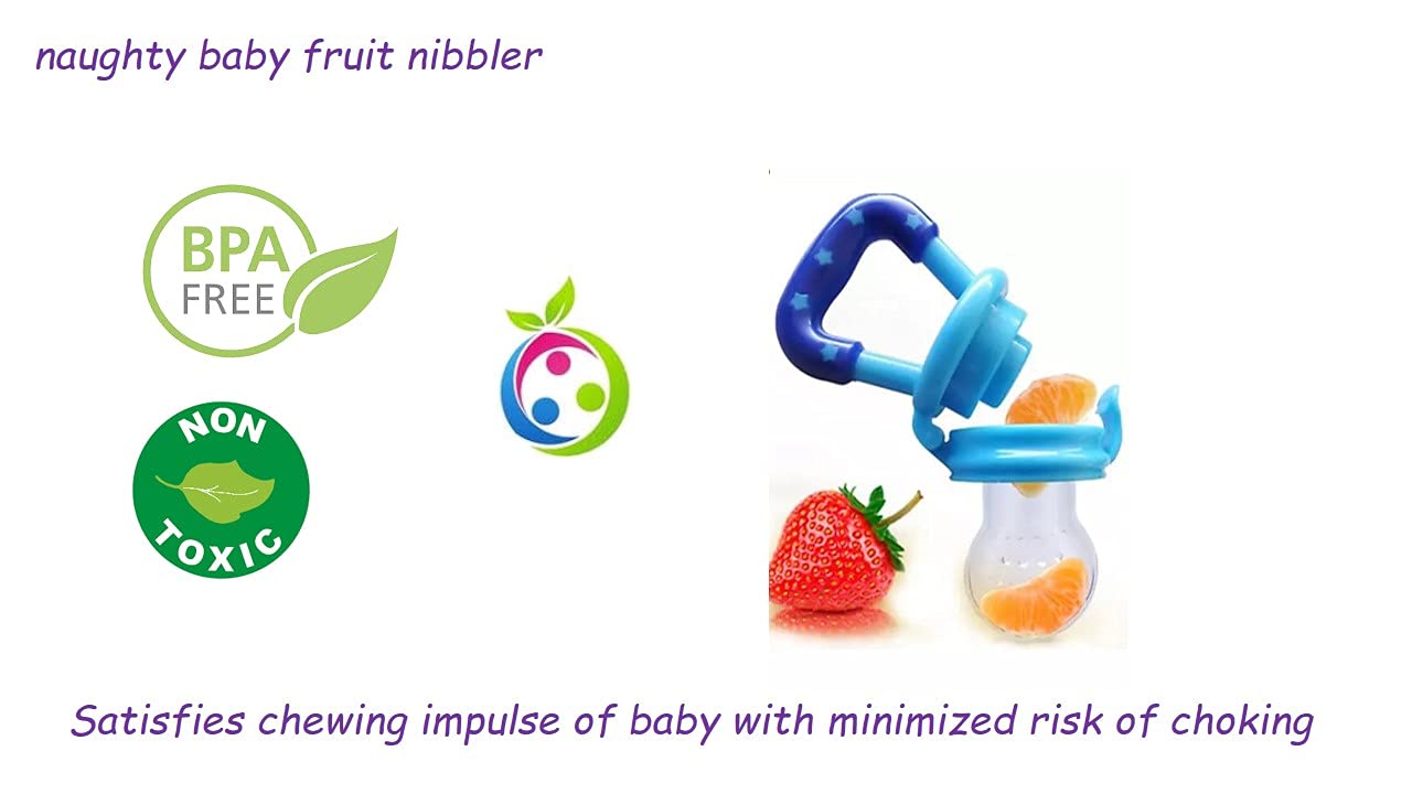 BPA-Free Silicone Baby Food Nibbler & Teether - Soft Pacifier Feeder for Infants, Safe for Fruits & Purees - Perfect for On-the-Go Feeding & Soothing Teething Pain (Blue)