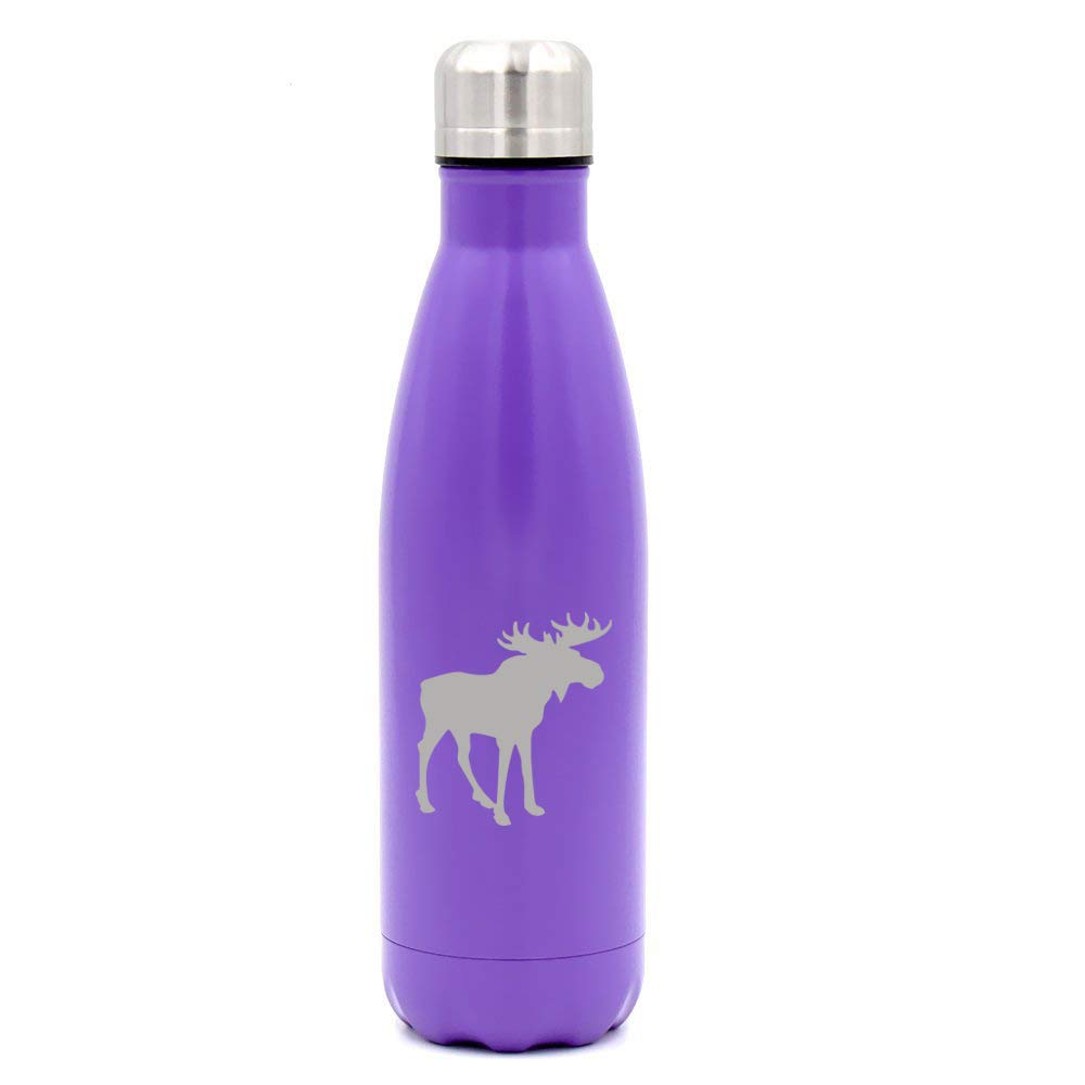 17 oz. Double Wall Vacuum Insulated Stainless Steel Water Bottle - Leak Proof Travel Mug with Handle for Hiking, Camping & Office Use - Moose Design