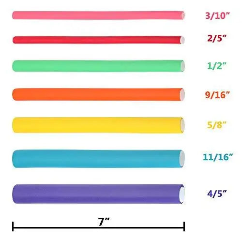 Flex Foam Curling Rods 42 Pack - 7 Twist Flex Hair Rollers for Soft, Natural Waves - Perfect for Home Styling & Salon Use
