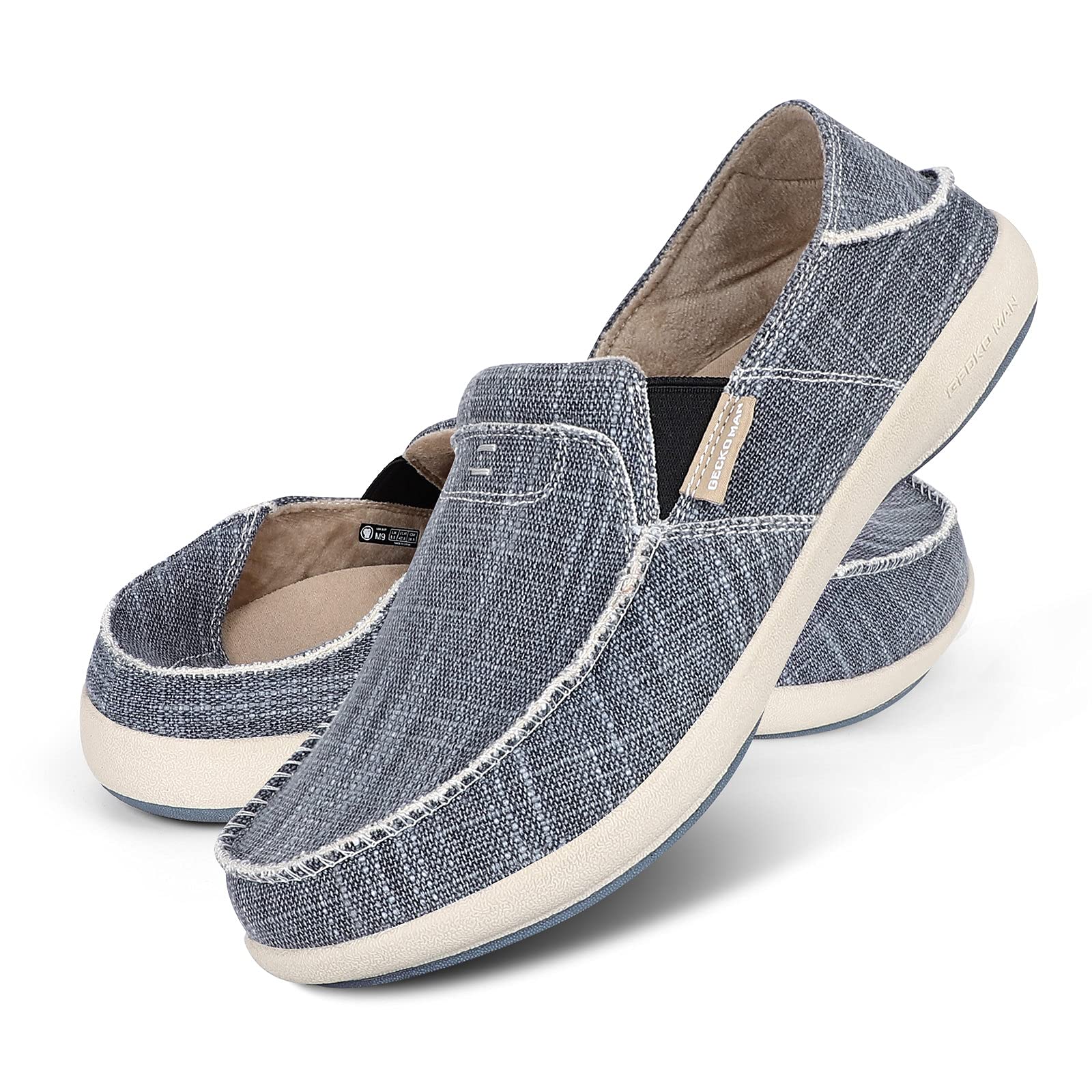Men's Slip On Loafers with Arch Support - Orthopedic Canvas Shoes for Plantar Fasciitis Relief - Non Slip Rubber Sole Casual Shoes for Work, Travel & Everyday Comfort