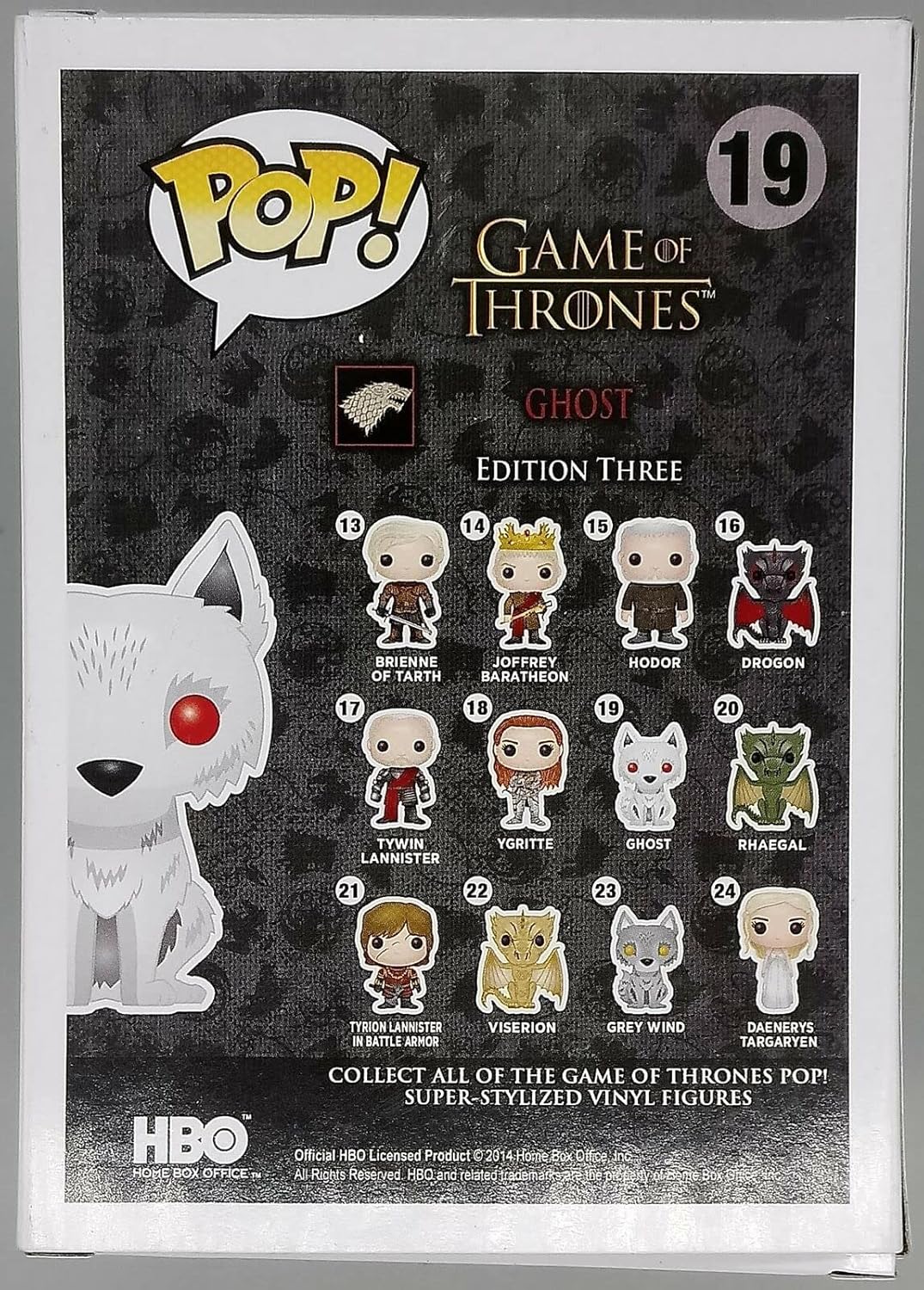 Game of Thrones Ghost #19 Collectible Figure - Jon Snow's Direwolf from HBO Series - Perfect for Display, Gifts, and Fantasy Fans