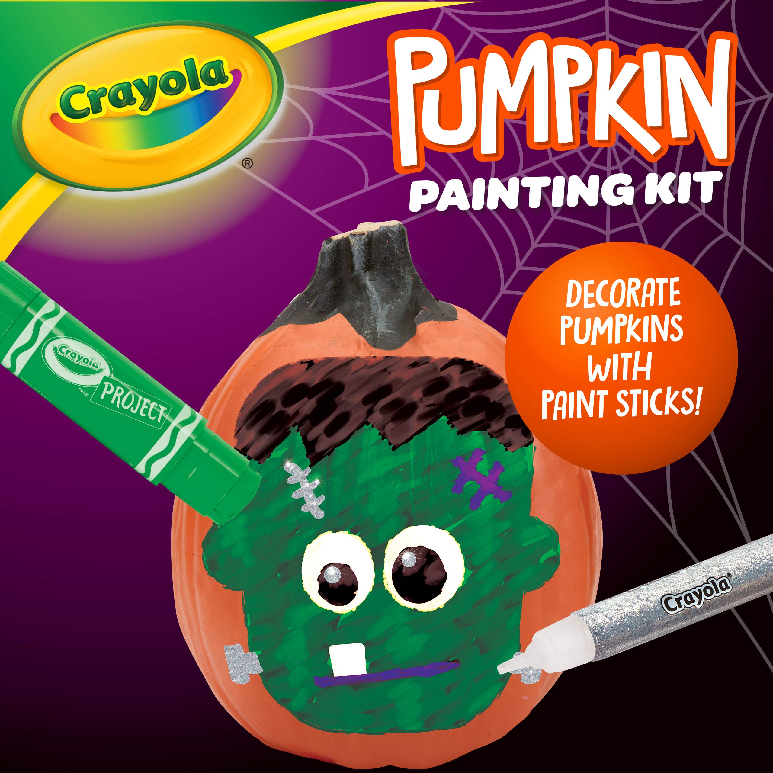 **Crayola No Carve Pumpkin Decorating Kit with Paint Sticks - Mess-Free Kids Painting Set, Halloween Pumpkin Decor, Creative Gift for Boys & Girls - Perfect for Fall Crafts & Holiday Decorations**