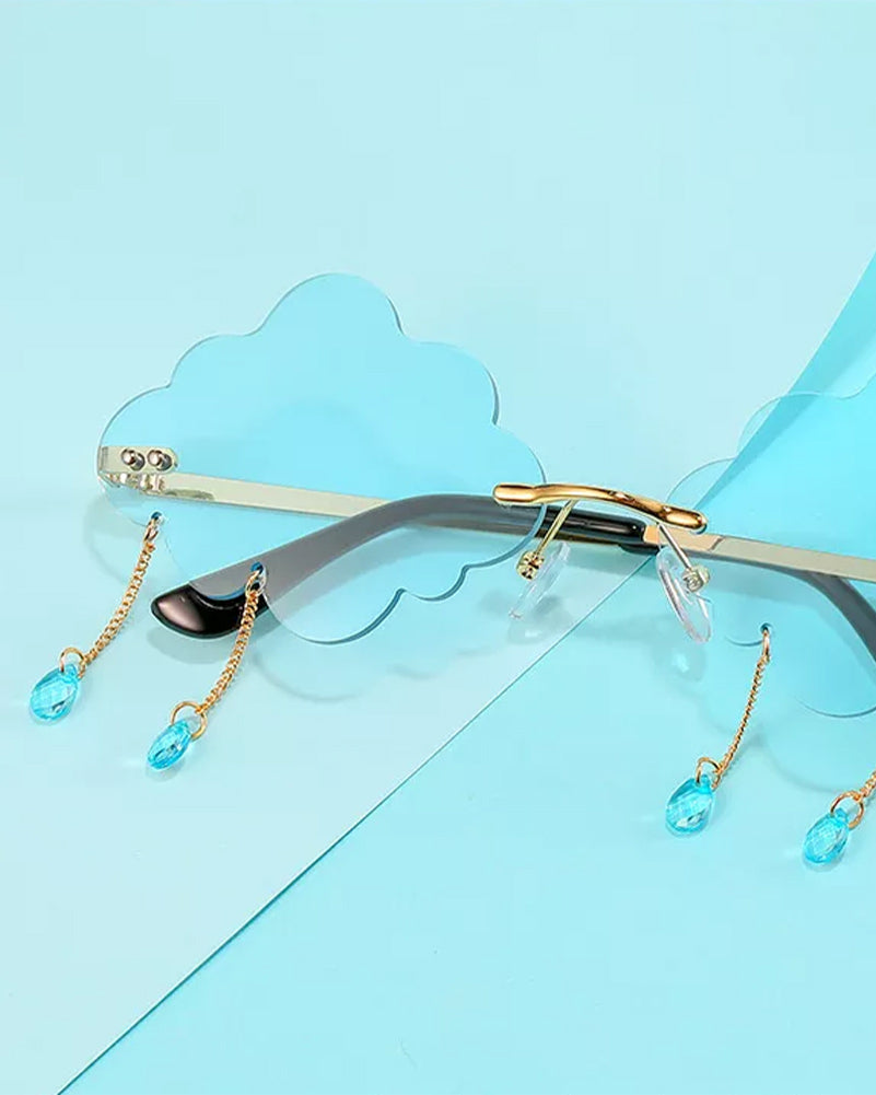 60s Light Blue Festive Cloud Glasses - Vintage Retro Party Drinkware for Cocktails, Weddings & Themed Events