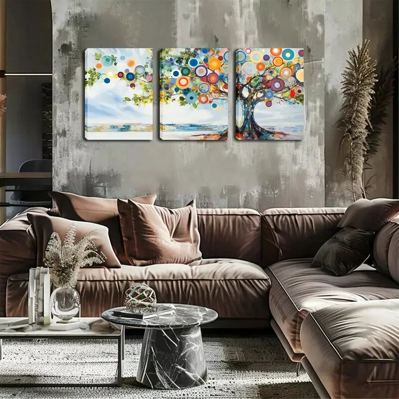 3-Piece Abstract Dense Tree Wall Art Set - Framed Canvas 40x60cm (16x24in) | High Quality Print | 100% Australian Made | Ready to Hang | Perfect for Living Room, Bedroom & Office Decor
