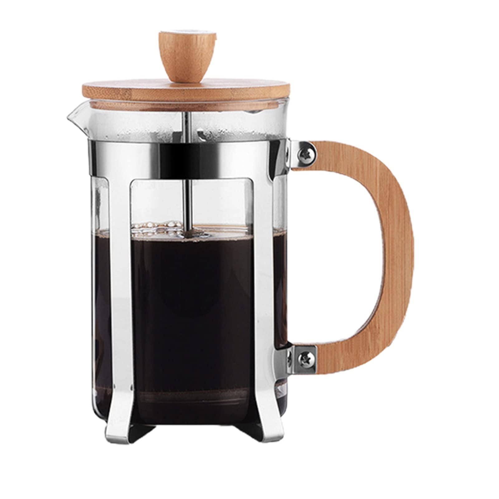 Premium French Press Coffee Maker - 800ML Heat-Resistant Glass Coffee Pot with Wooden Handle for Espresso, Tea & Cold Brew | Ideal for Home, Office & Camping Use