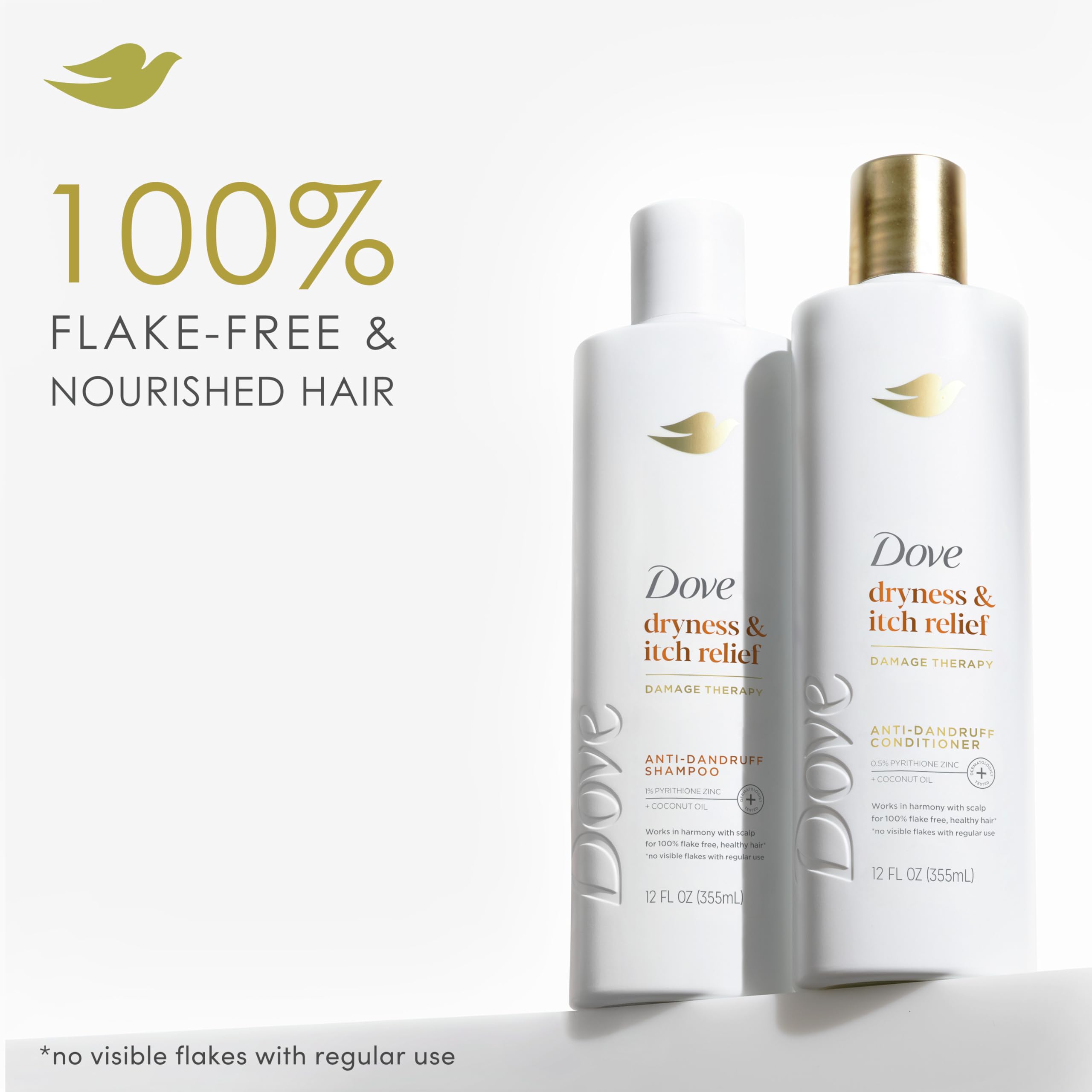 Dove Damage Therapy Derma Conditioner for Dry & Itchy Scalp - Pyrithione Zinc & Coconut Oil Formula (12 Fl Oz) - Soothes Flaky Scalp & Restores Hair Health - Perfect for Daily Use & Sensitive Scalp Care