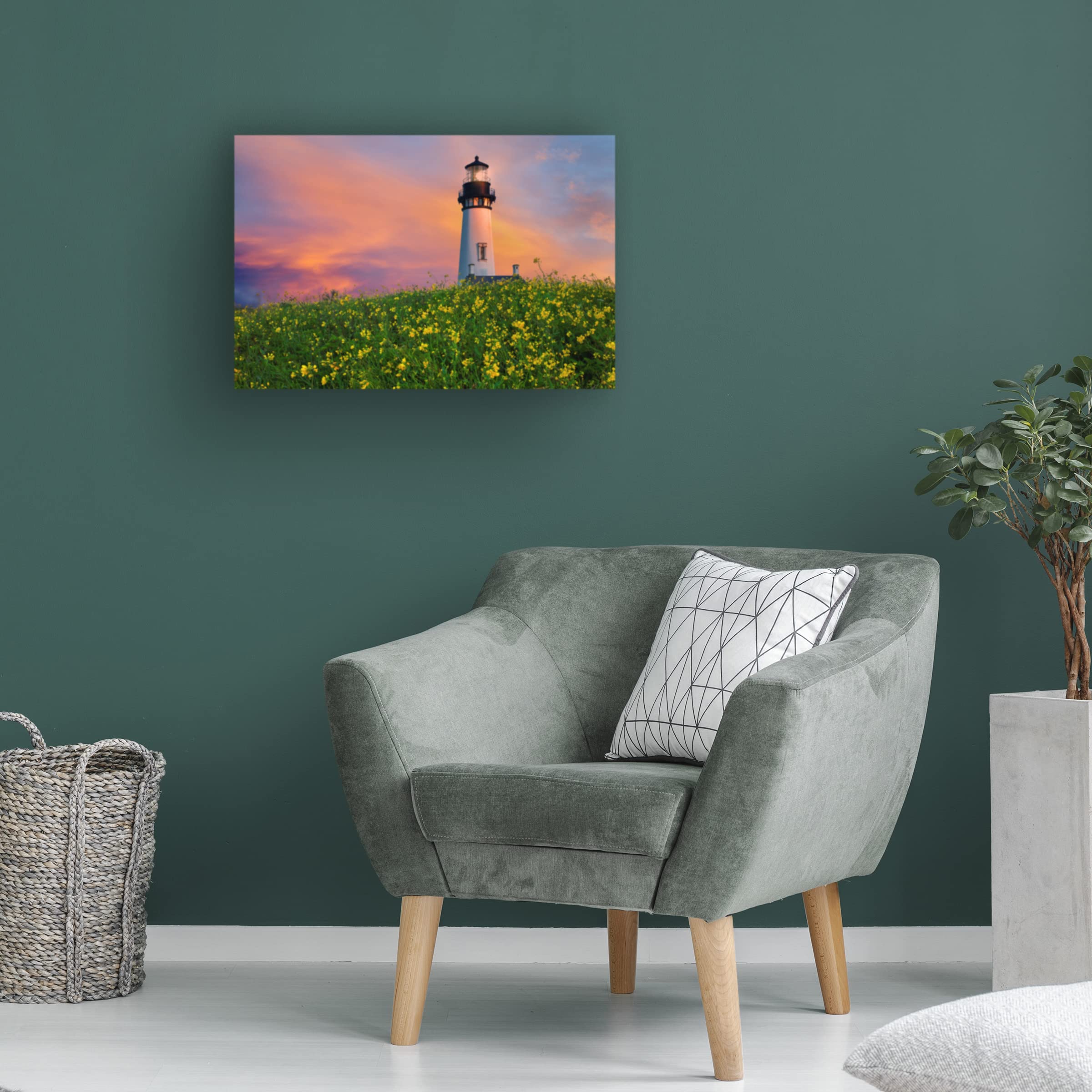 Trademark Fine Art 'Lighthouse' Canvas Wall Art Print by Dennis Frates - Coastal Decor for Living Room, Bedroom & Office